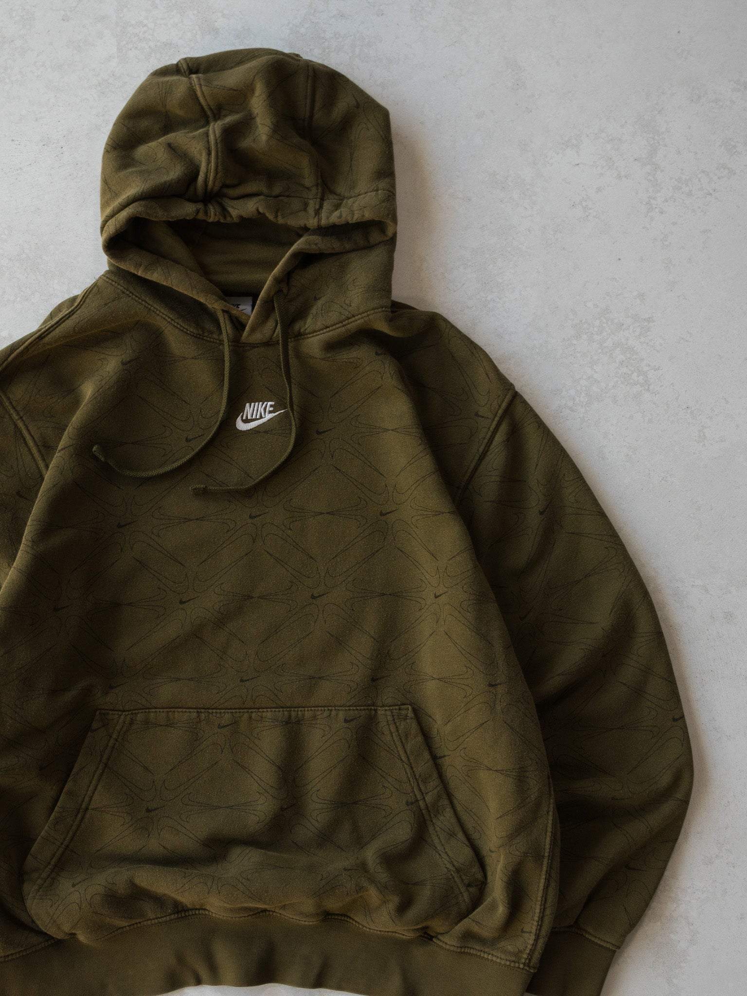Vintage Nike Logo Khaki Graphic Hoodie (2XL)