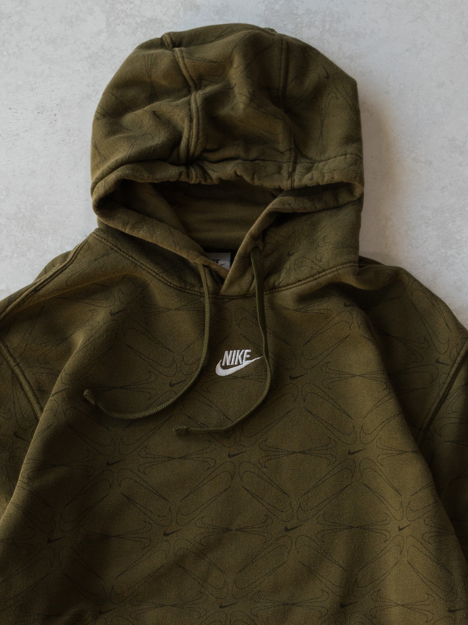 Vintage Nike Logo Khaki Graphic Hoodie (2XL)