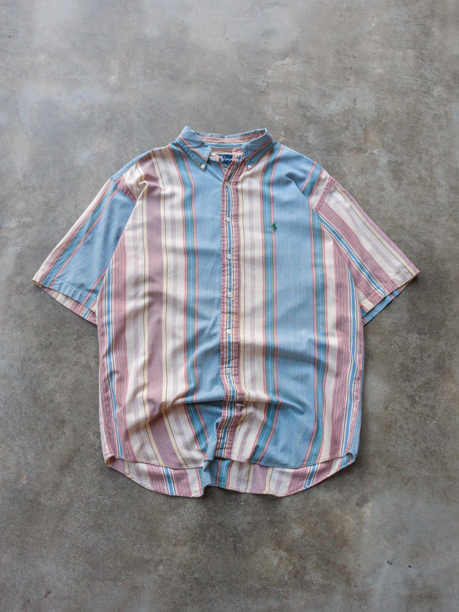 Vintage 90s Multicolor Stripe Ralph Lauren Shirt (M)