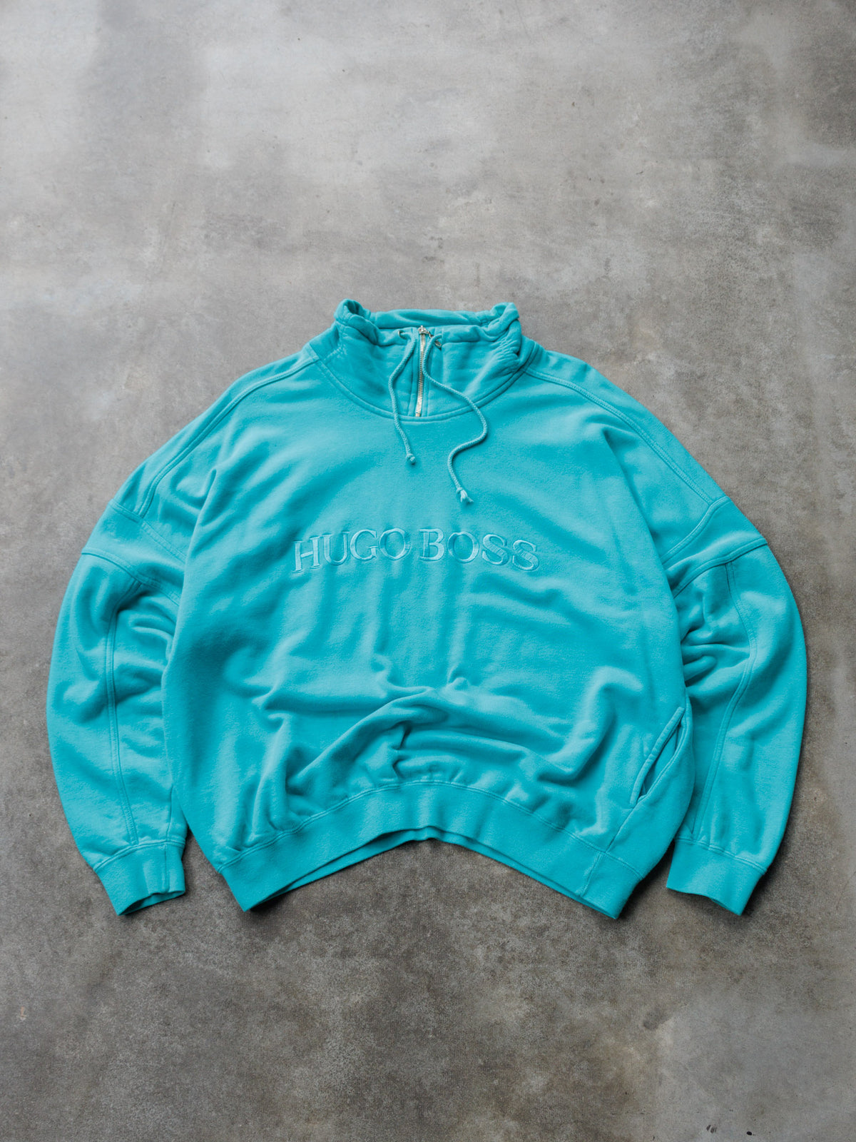 Vintage 90s Blue Hugo Boss Fleece Quarter Zip (XL)