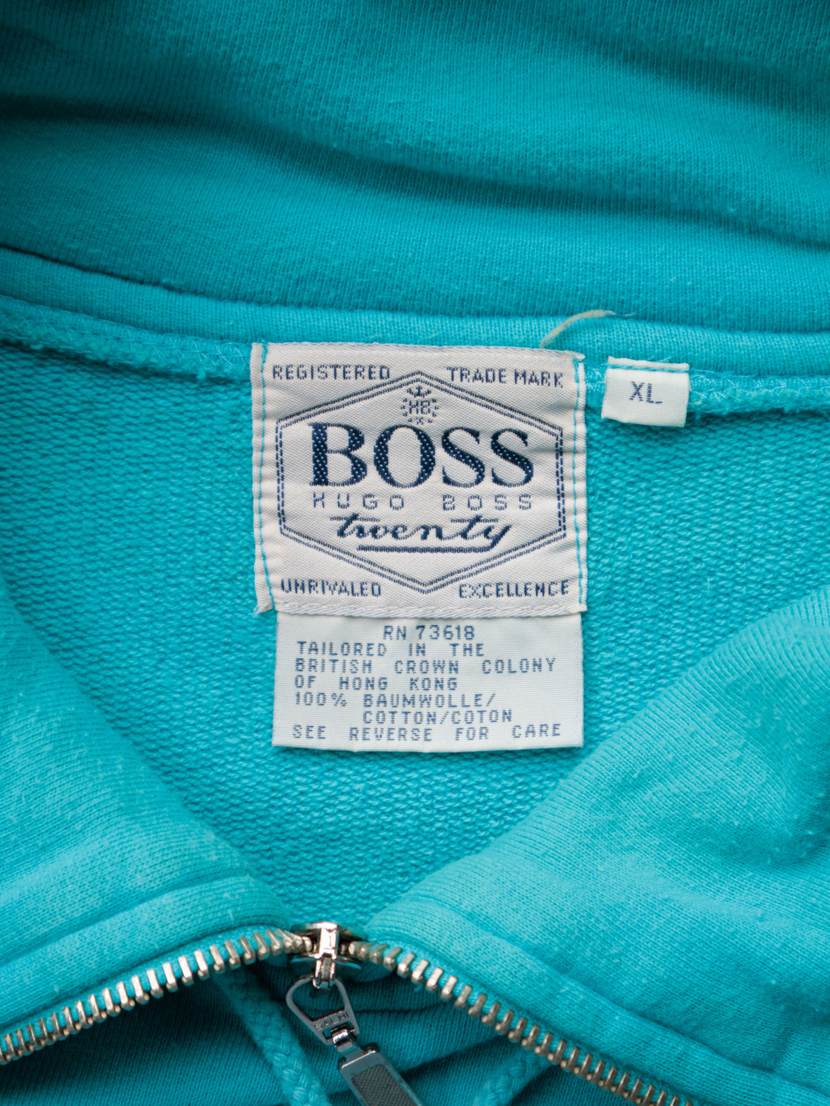 Vintage 90s Blue Hugo Boss Fleece Quarter Zip (XL)