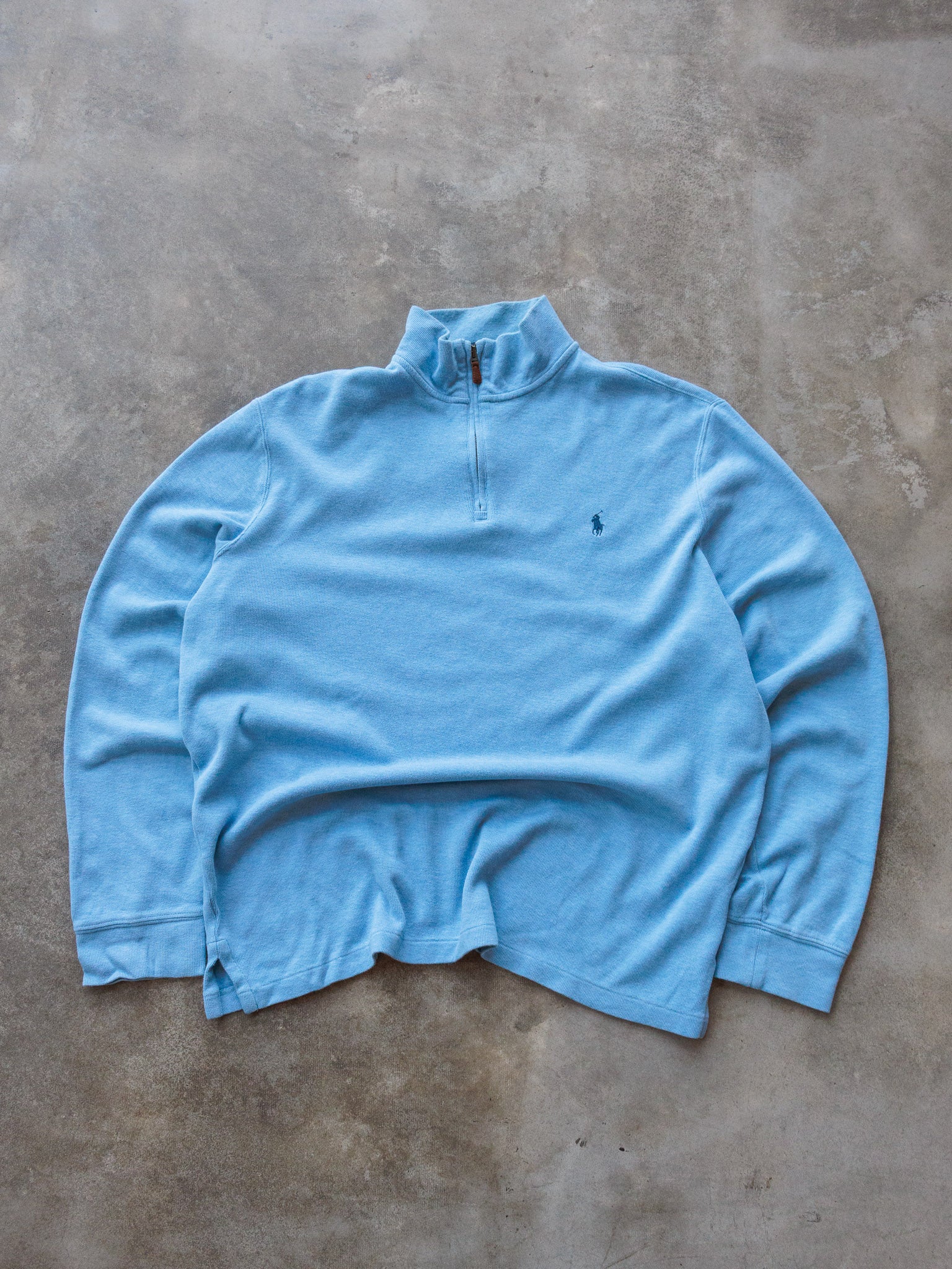 Vintage Light Blue Polo Ralph Lauren Quarter Zip Knit (L)