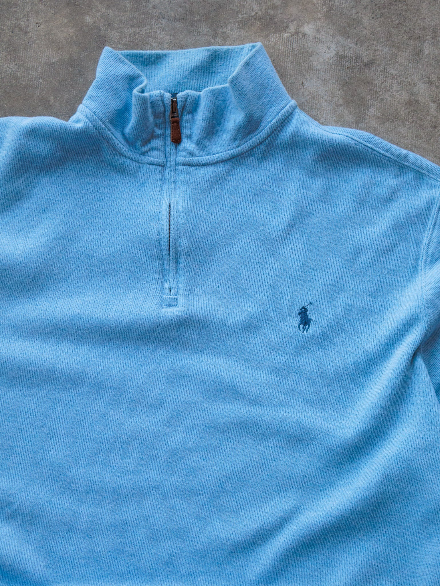 Vintage Light Blue Polo Ralph Lauren Quarter Zip Knit (L)