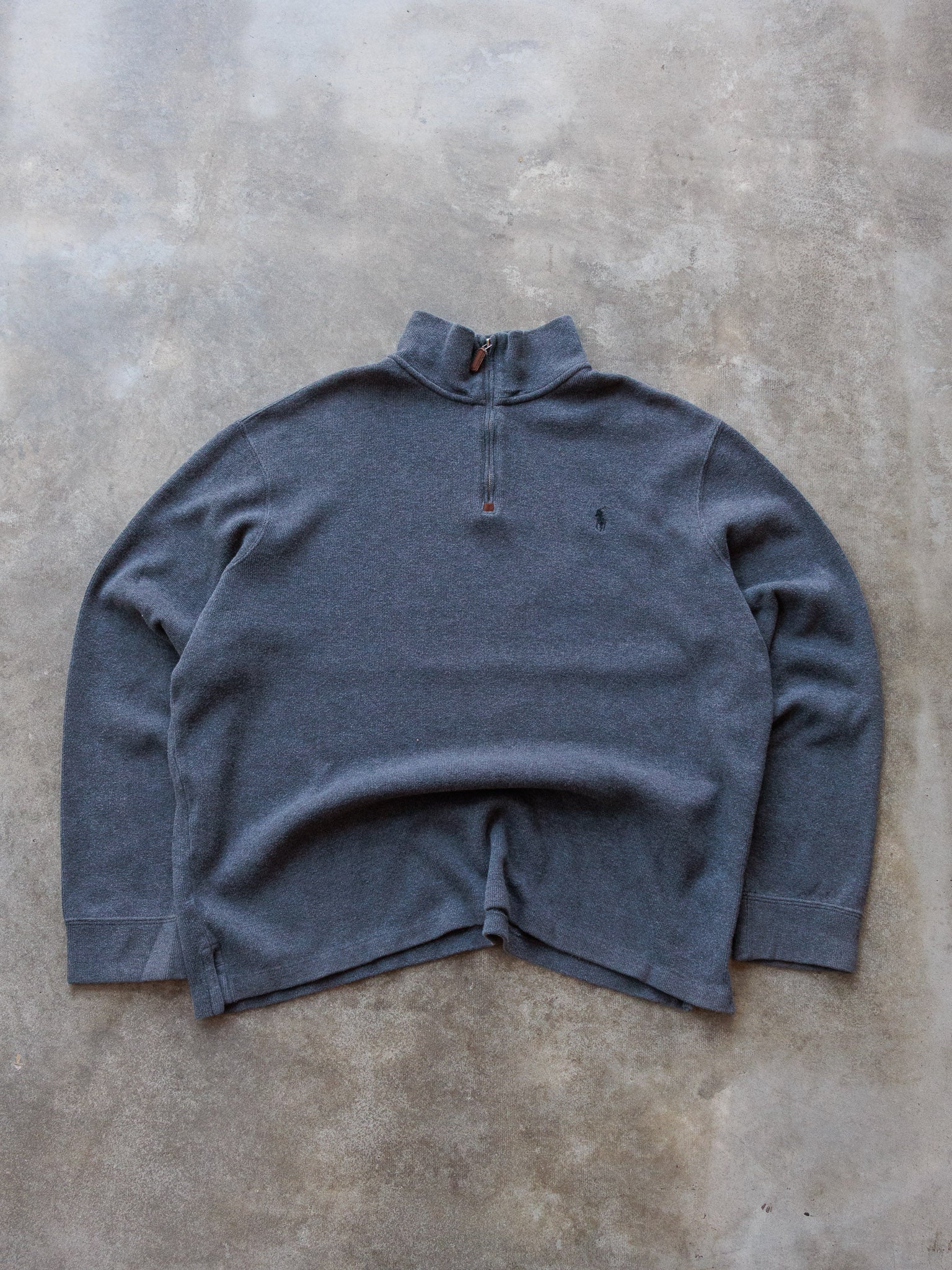 Vintage 00s Charcoal Polo Ralph Lauren Quarter Zip Knit (XL)