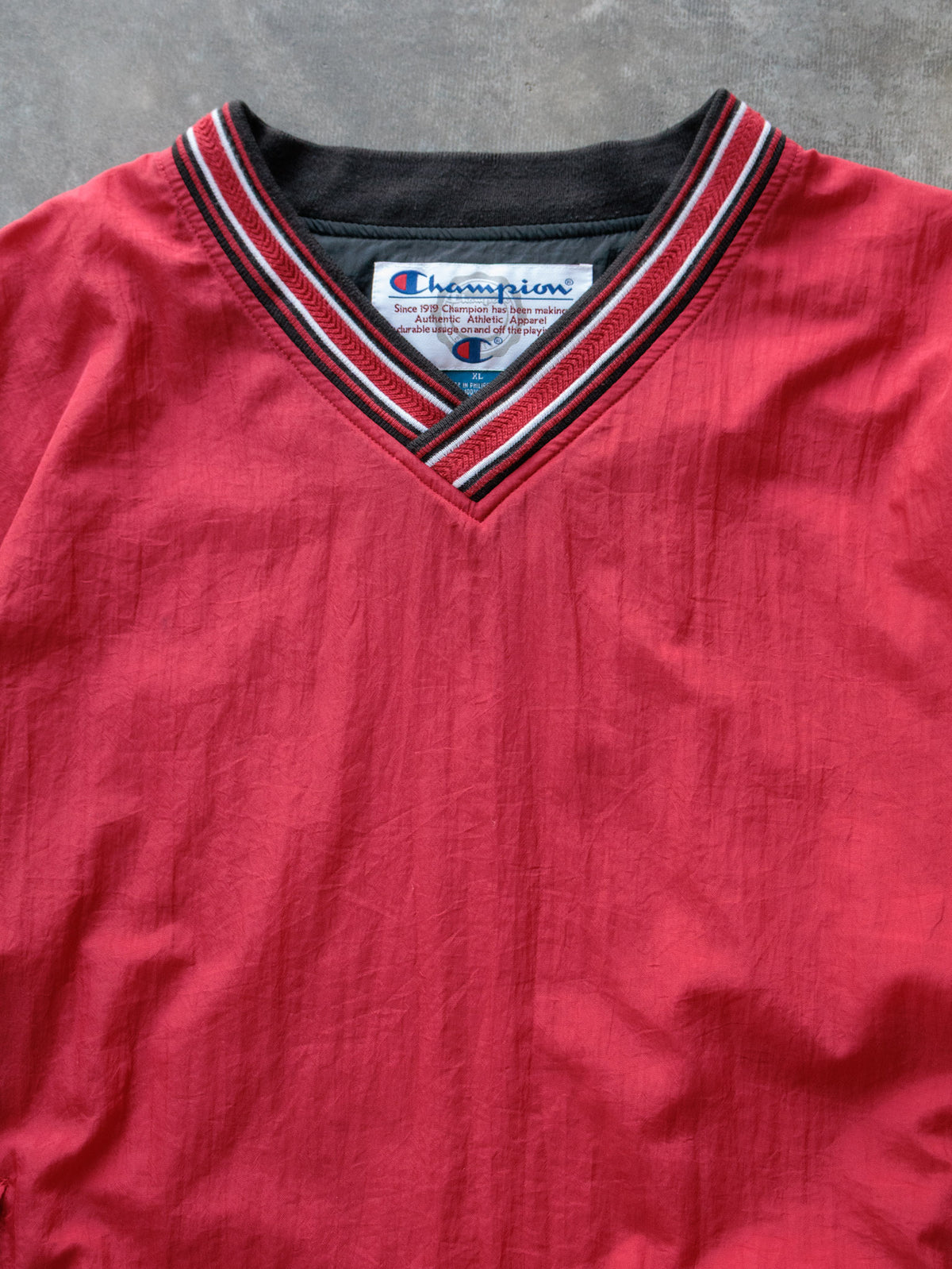 Vintage 90s Red Champion V-Neck Windbreaker (XL)