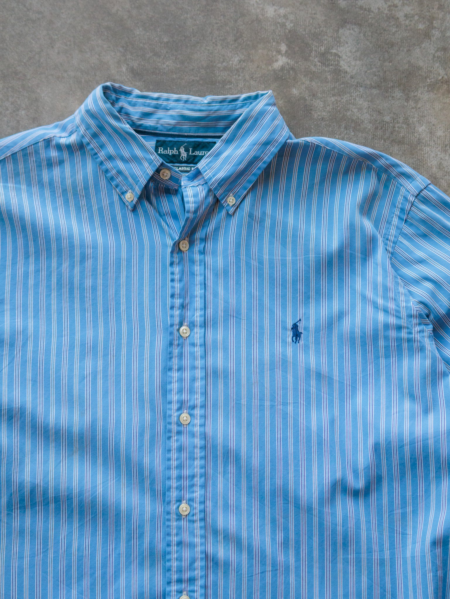 Vintage 00s Blue Striped Ralph Lauren Shirt (XL)