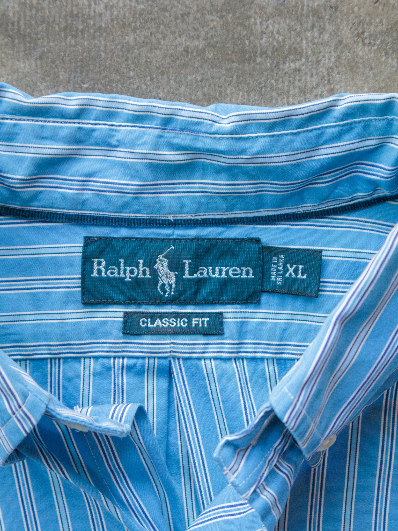 Vintage 00s Blue Striped Ralph Lauren Shirt (XL)