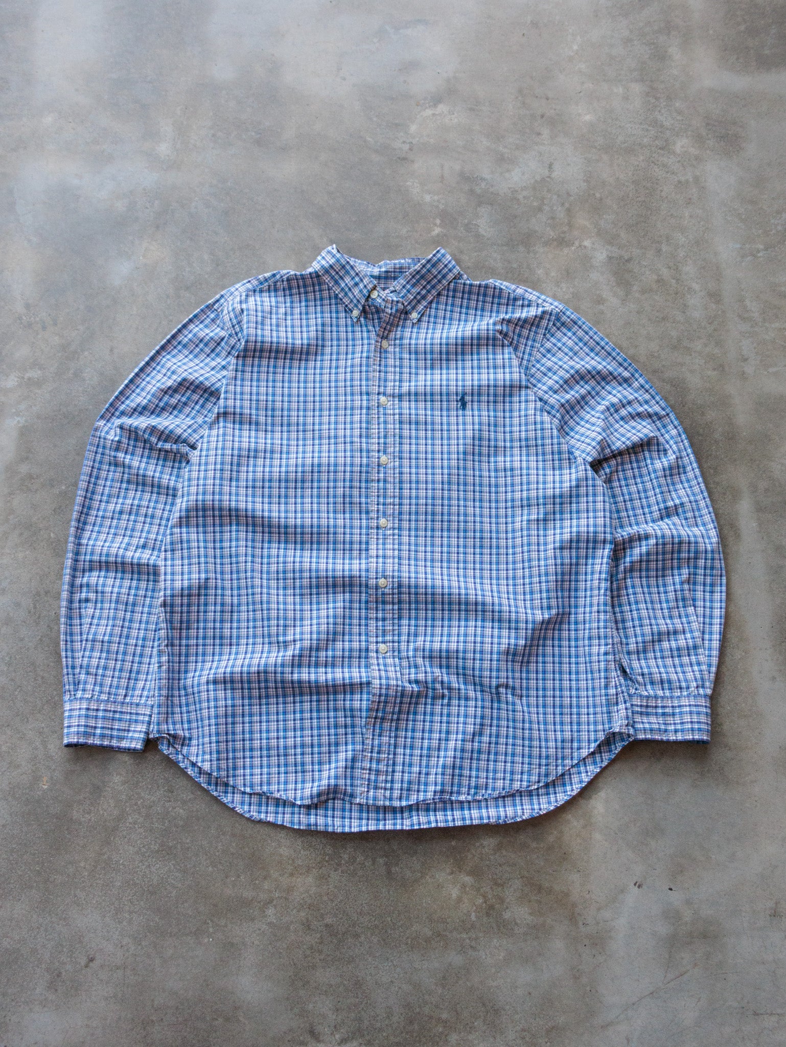 Vintage 00s Blue Plaid Ralph Lauren Shirt (XL)