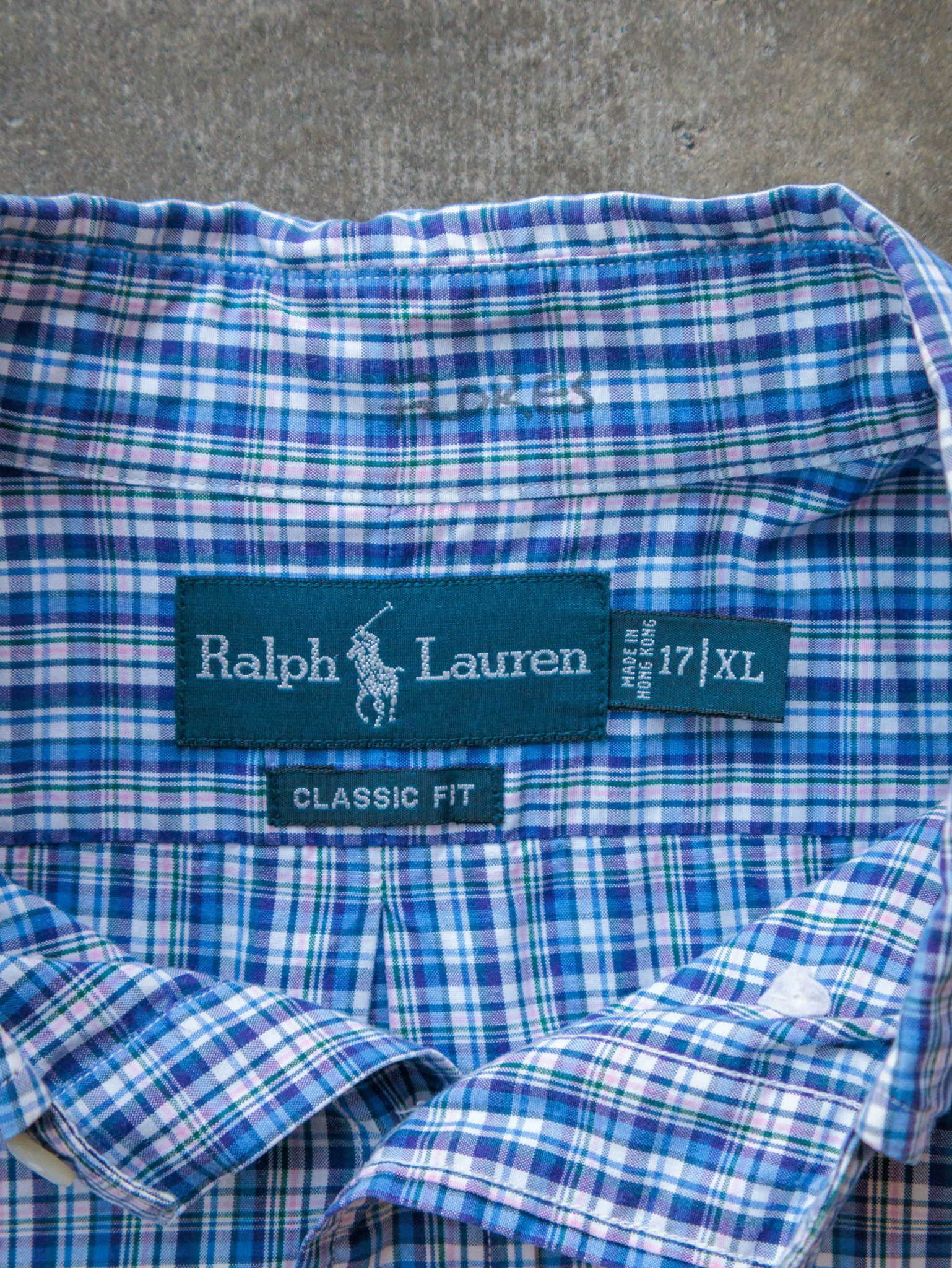 Vintage 00s Blue Plaid Ralph Lauren Shirt (XL)