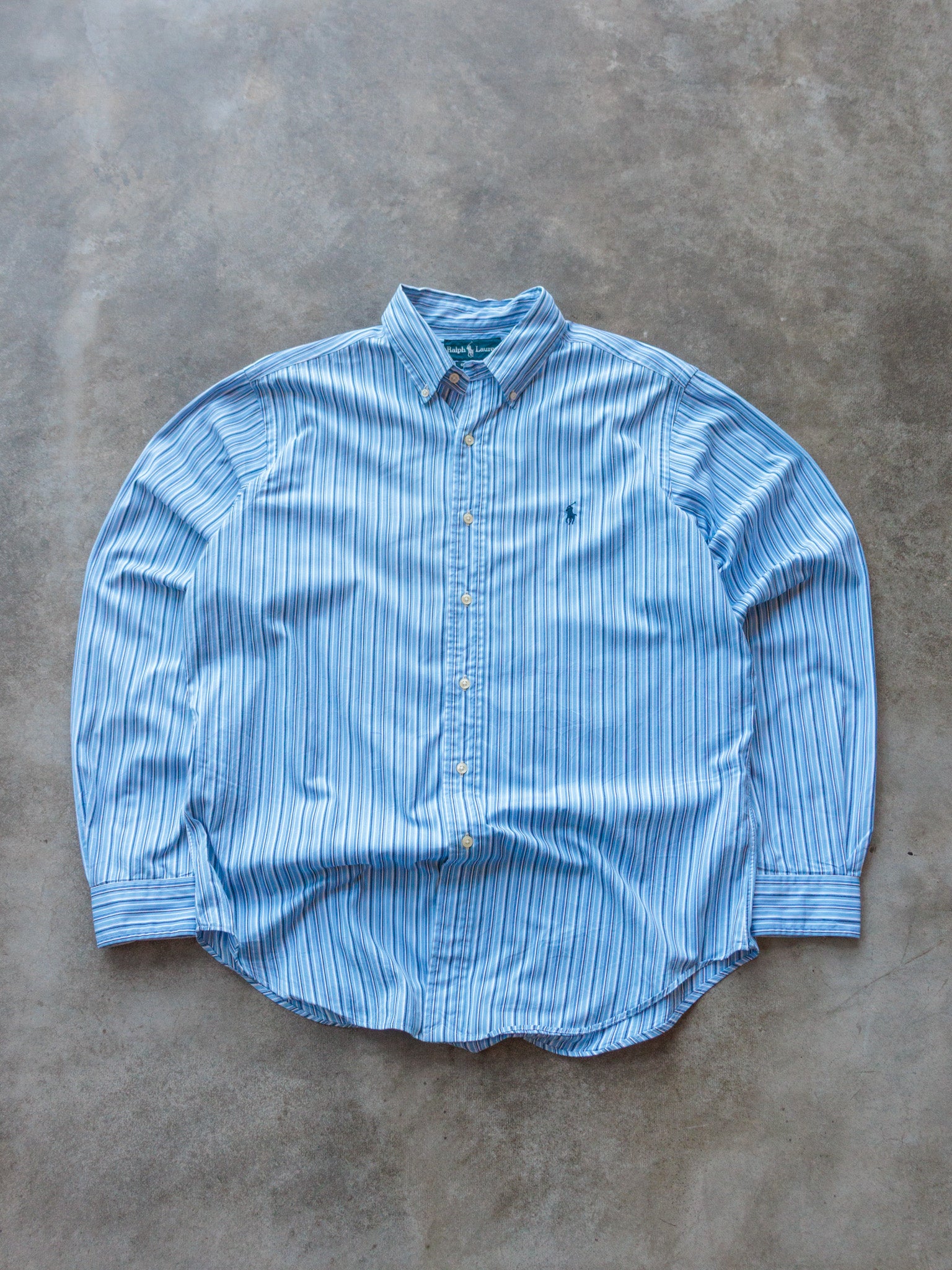Vintage 00s Blue Striped Ralph Lauren Shirt (L)