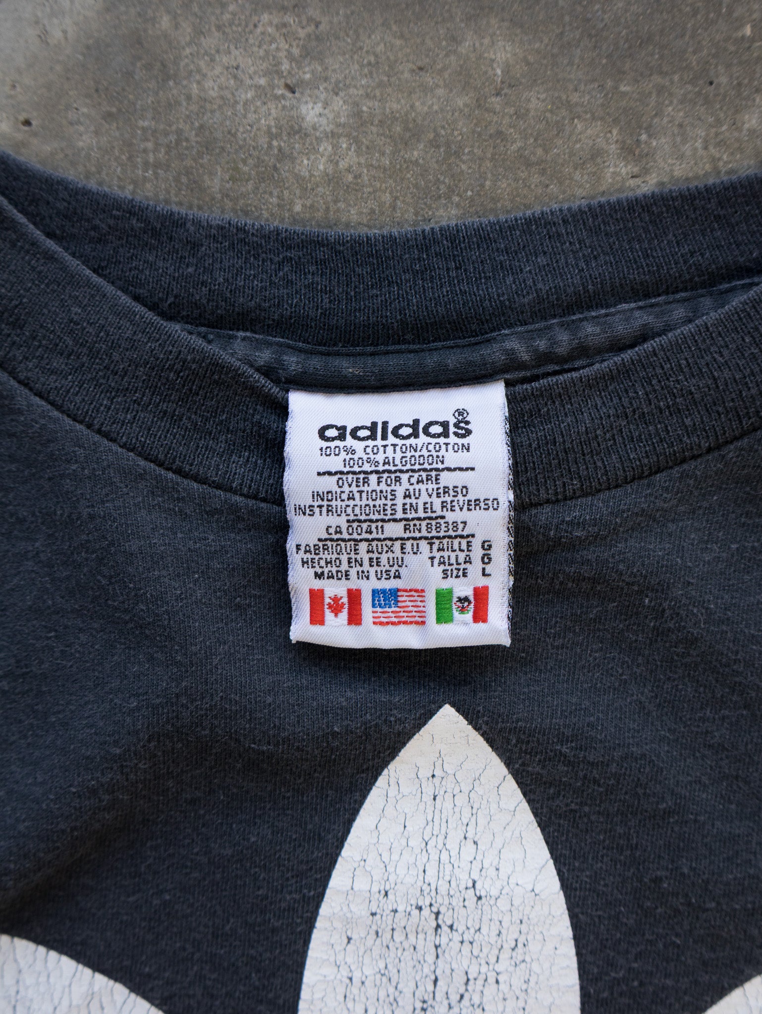 Vintage 90s Faded Black Adidas Trefoil Tee (L)