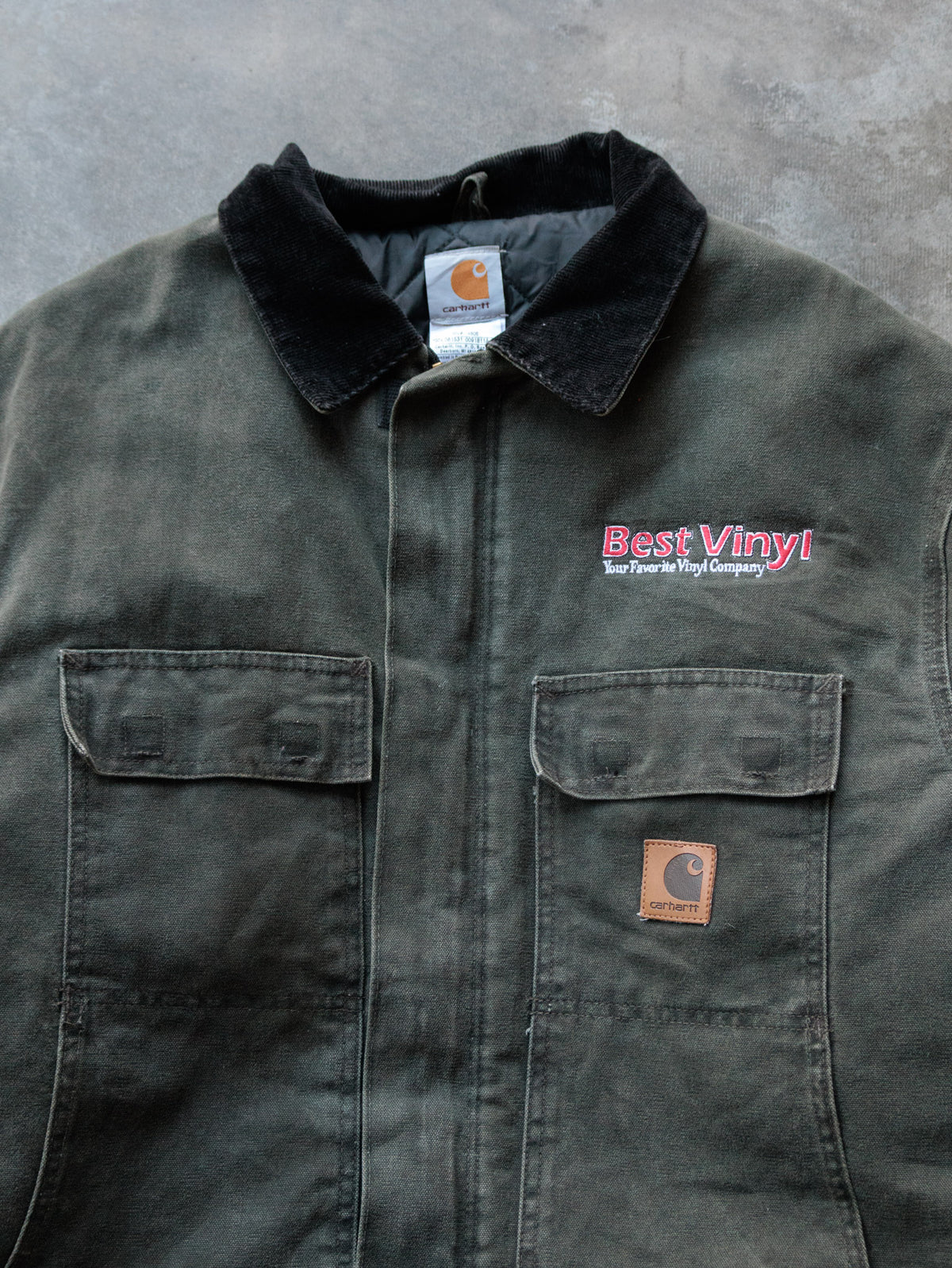 Vintage Green Carhartt Best Vinyl Traditional Coat (XL)
