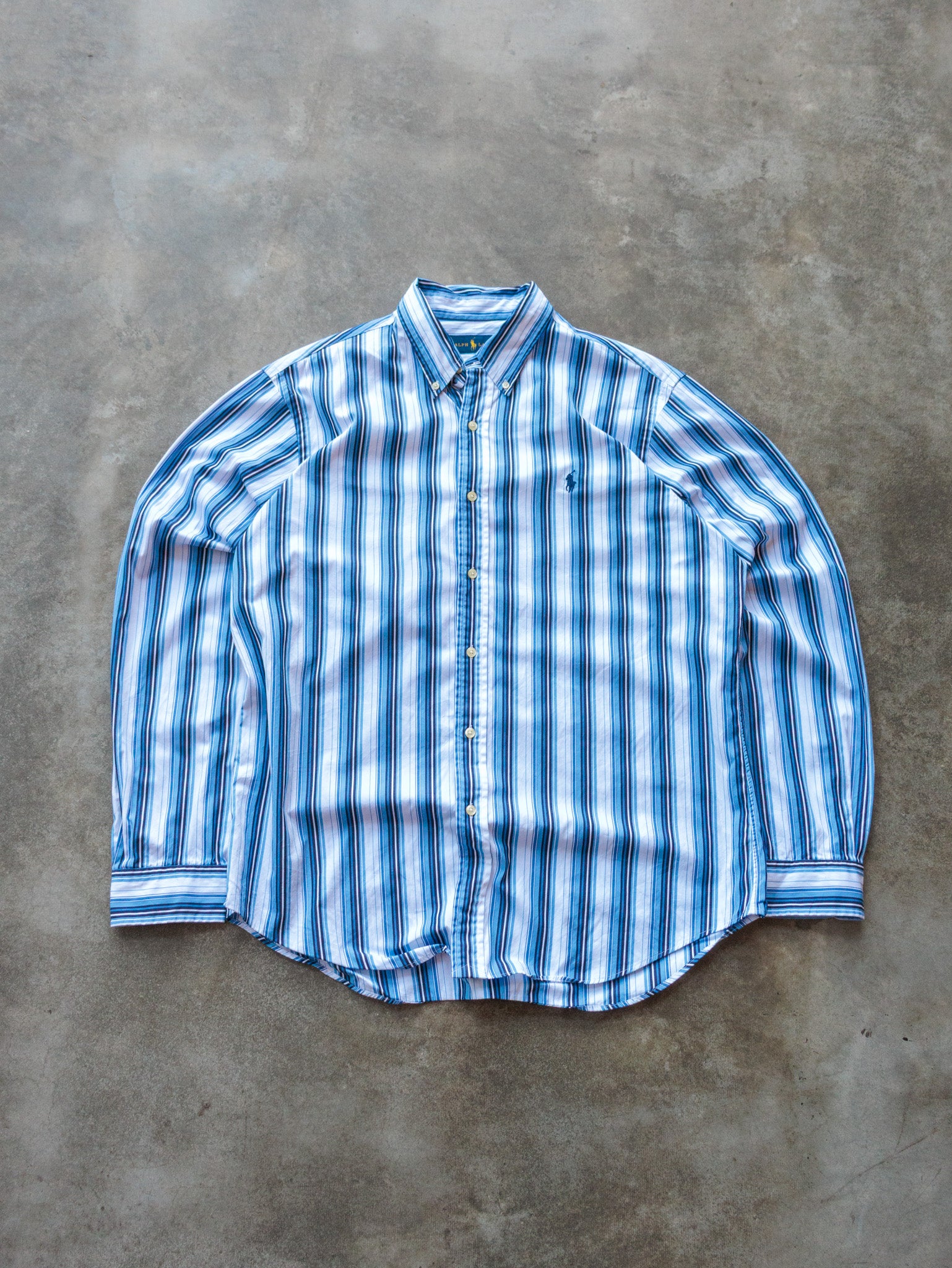 Vintage 00s Blue Striped Ralph Lauren Shirt (L)
