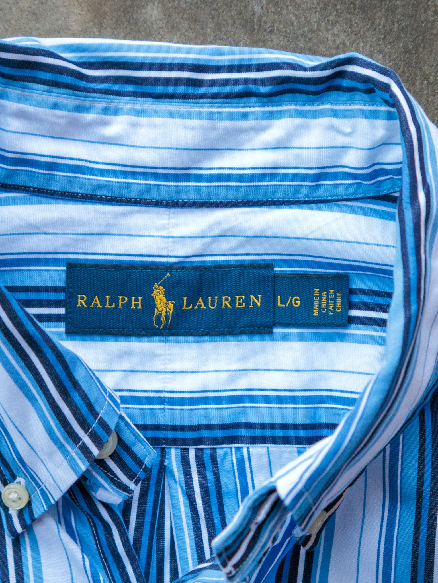 Vintage 00s Blue Striped Ralph Lauren Shirt (L)