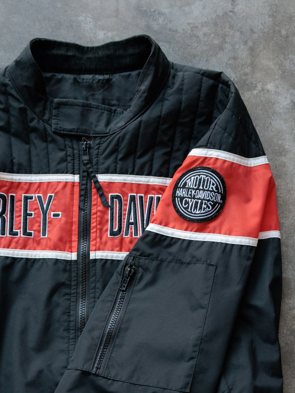 Vintage 90s Black Harley-Davidson Racing Jacket (M)