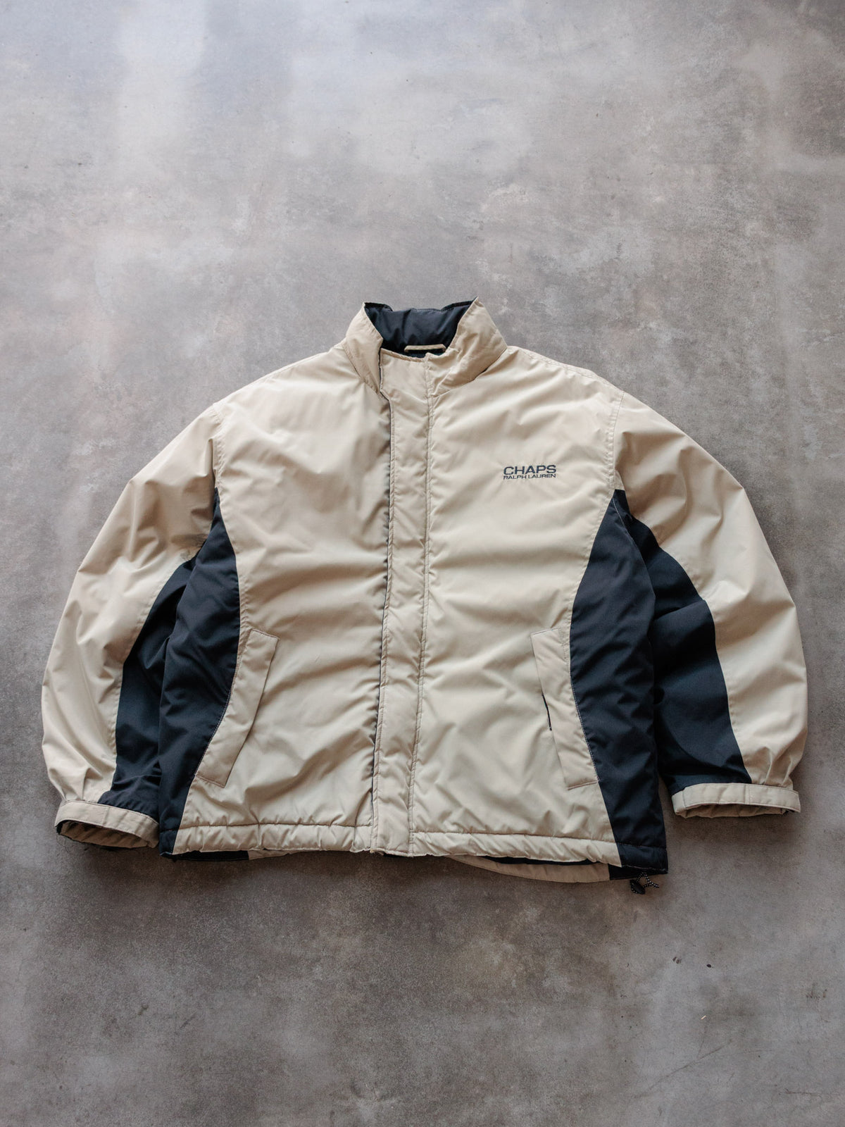 Vintage 00s Beige Chaps Ralph Lauren Colourblock Hooded Jacket (XL)