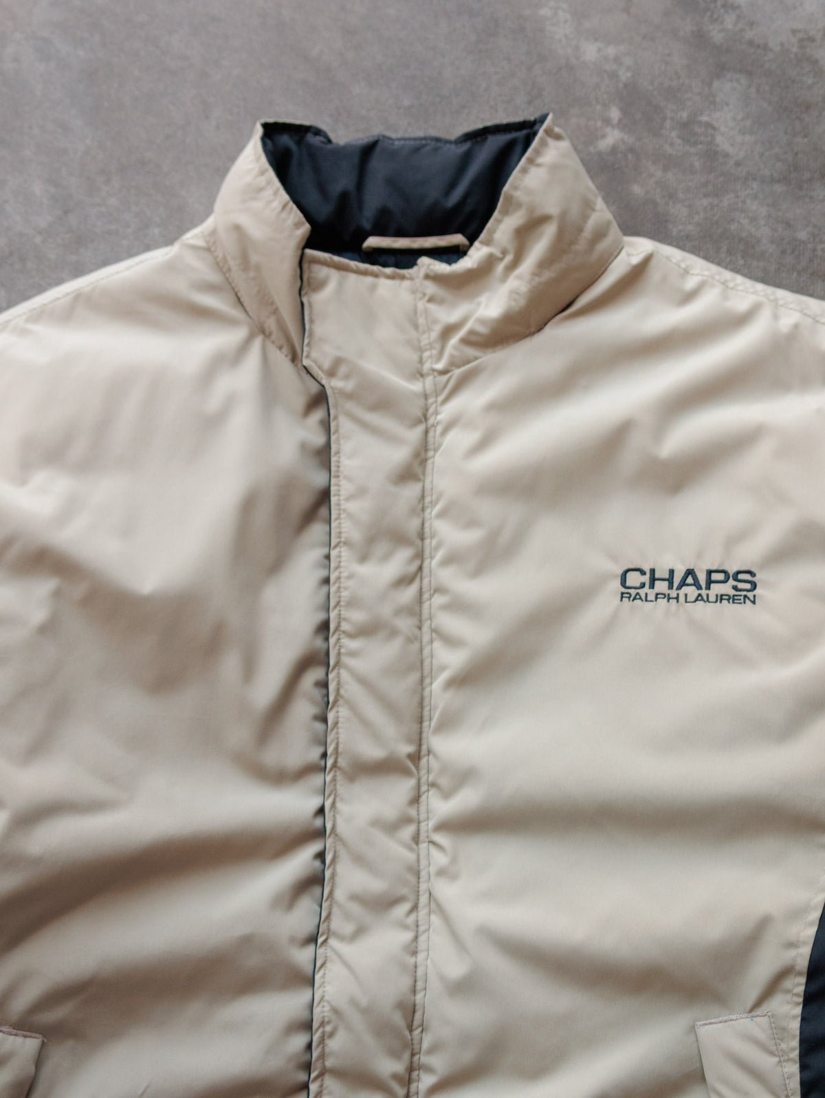 Vintage 00s Beige Chaps Ralph Lauren Colourblock Hooded Jacket (XL)