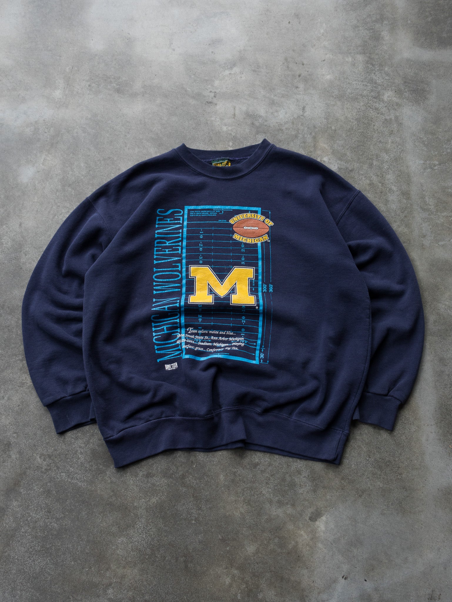Vintage 90s Navy University of Michigan Wolverines Sweatshirt (XL)