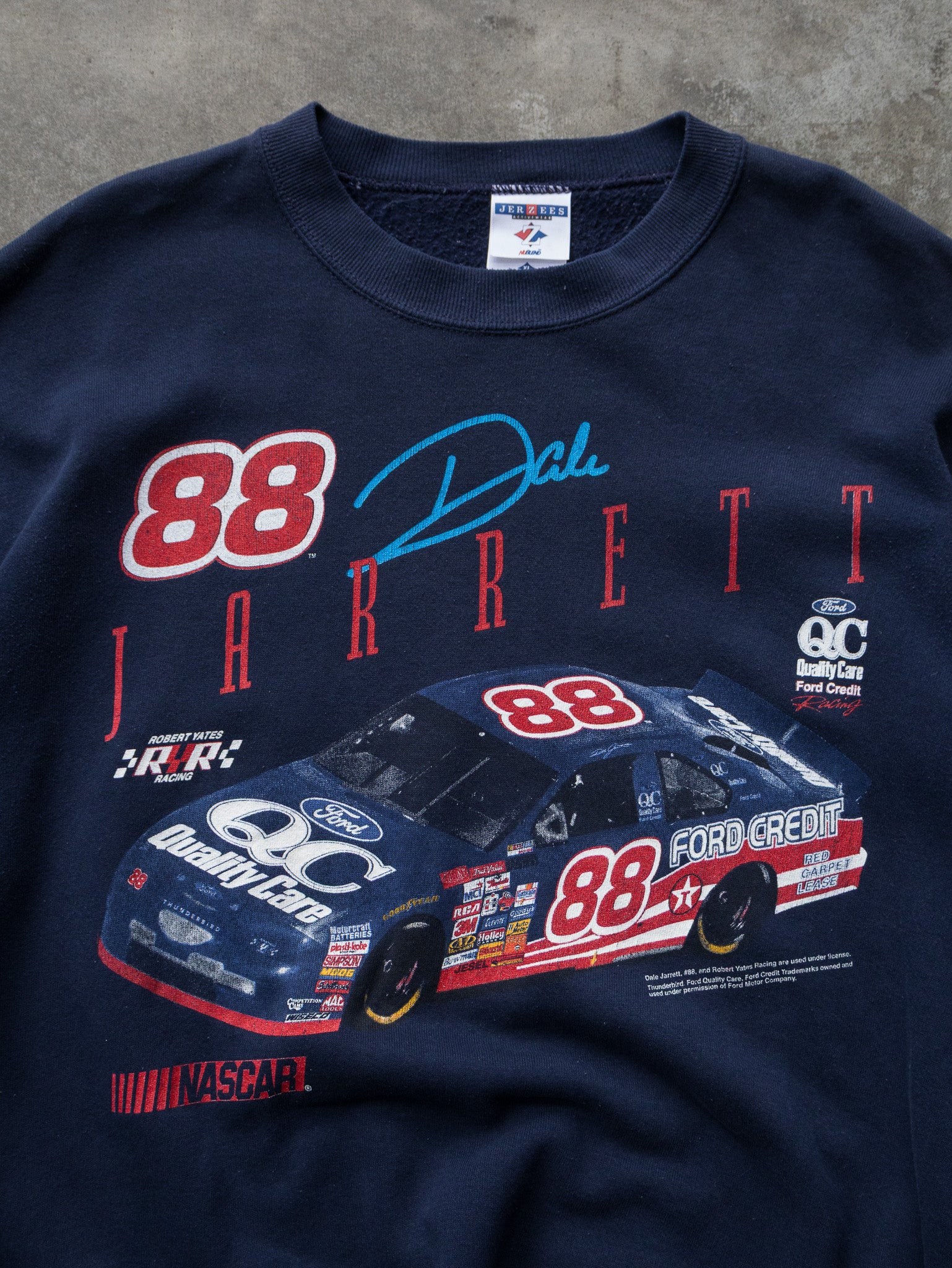Vintage 90s Navy Dale Jarrett NASCAR Sweatshirt (XL)