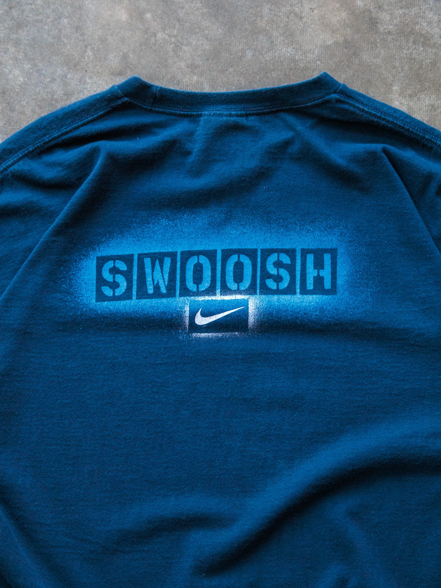Vintage 00s Teal Nike Swoosh Graphic Tee (XL)