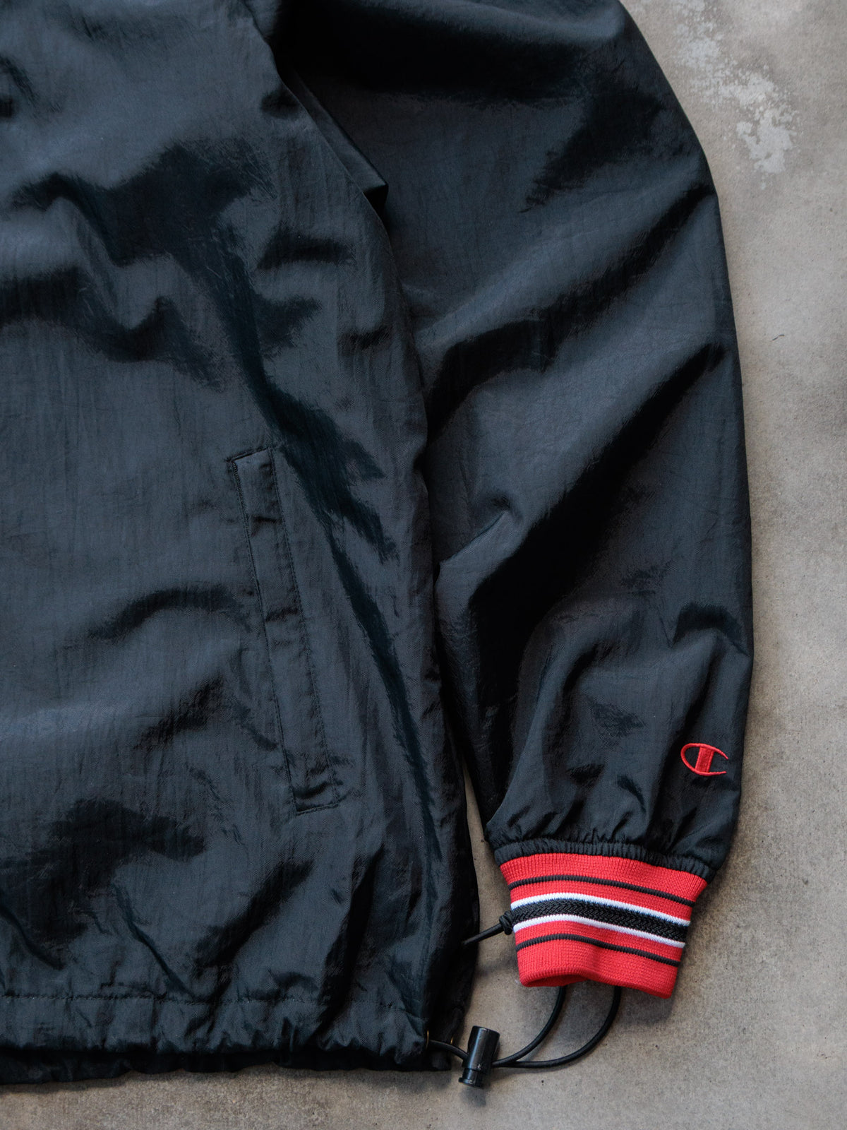 Vintage 00s Black Champion Maryland V-Neck Pullover Jacket (2XL)