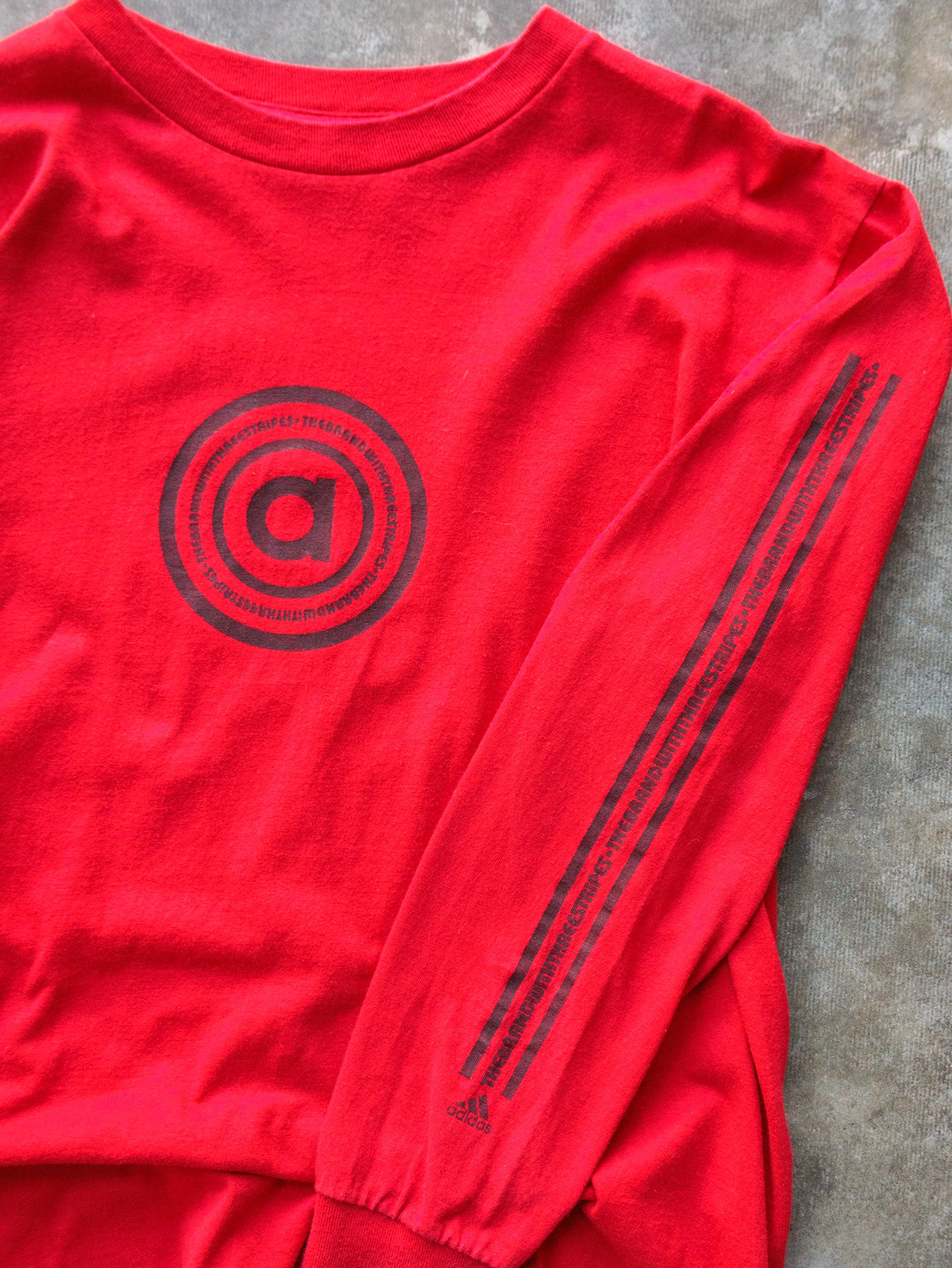 Vintage 90s Red Adidas Graphic Long Sleeve (S)