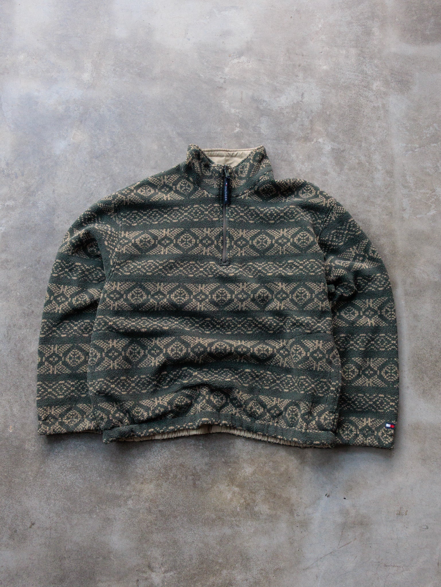 Vintage 90s Tommy Hilfiger Reversible Fleece Jacket (L)