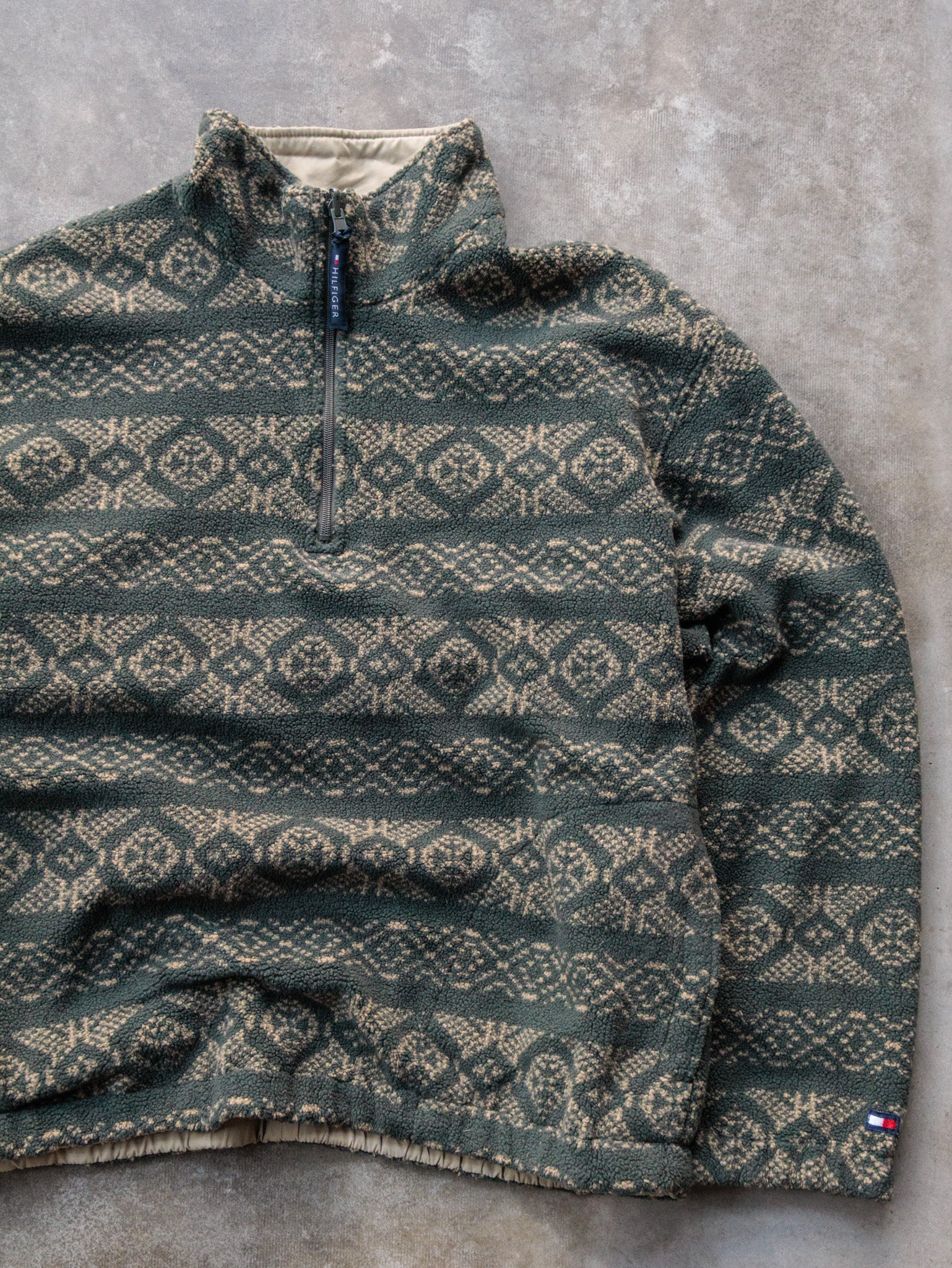Vintage 90s Tommy Hilfiger Reversible Fleece Jacket (L)