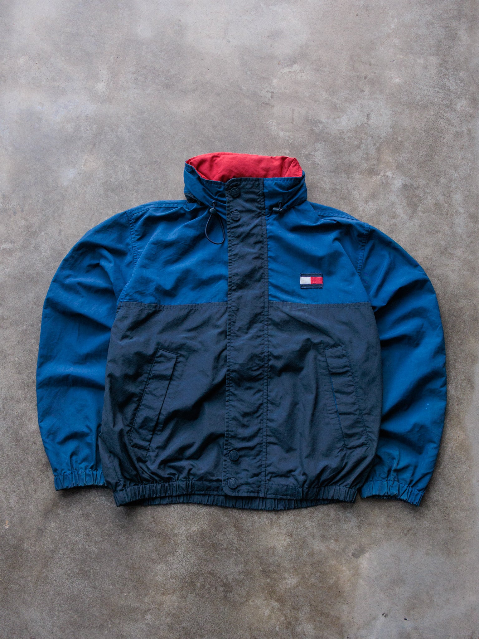 Vintage 90s Blue Tommy Hilfiger Hooded Jacket (S)