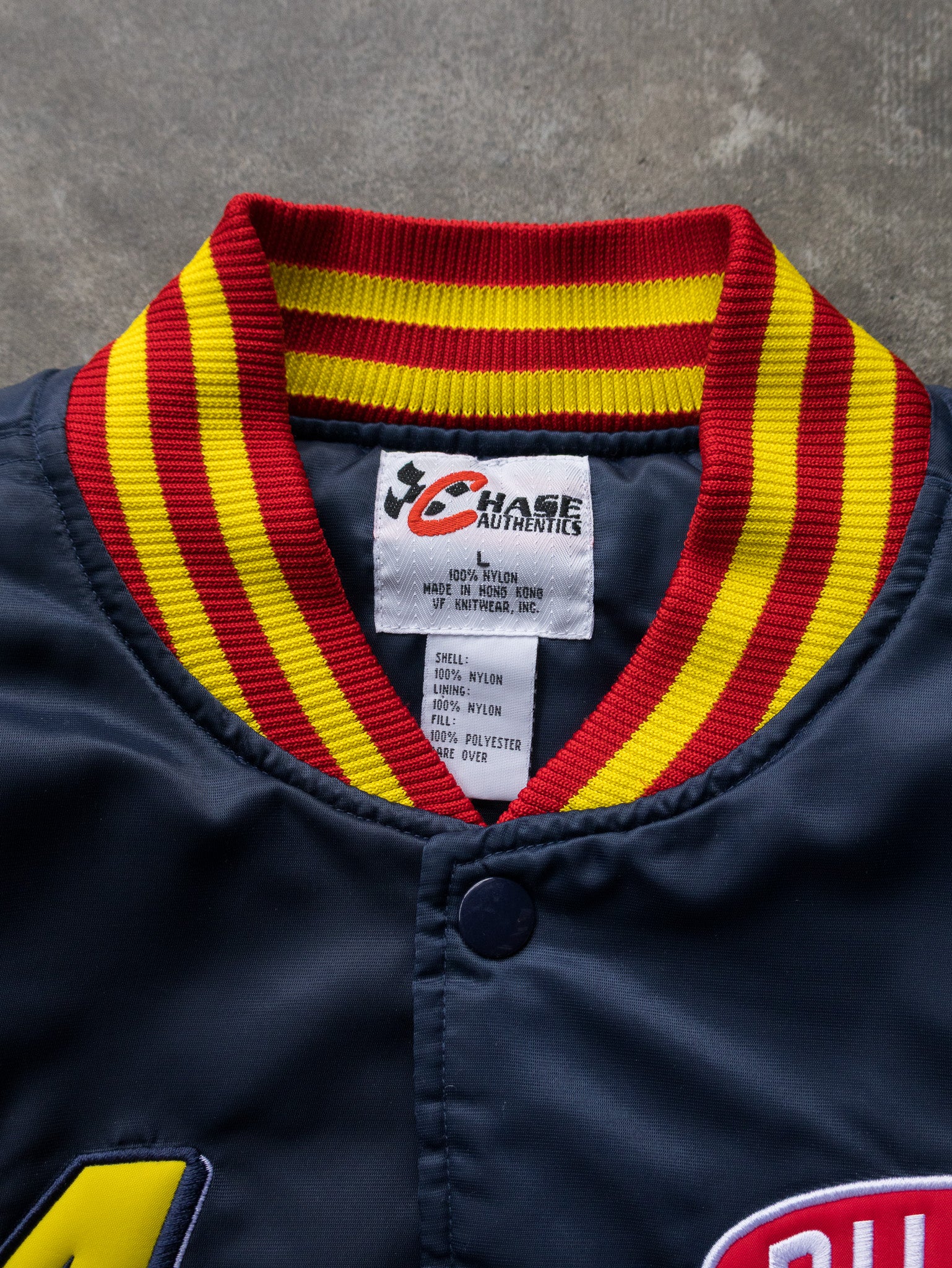 Vintage 90s Navy Jeff Gordon DuPont NASCAR Bomber Jacket (L)