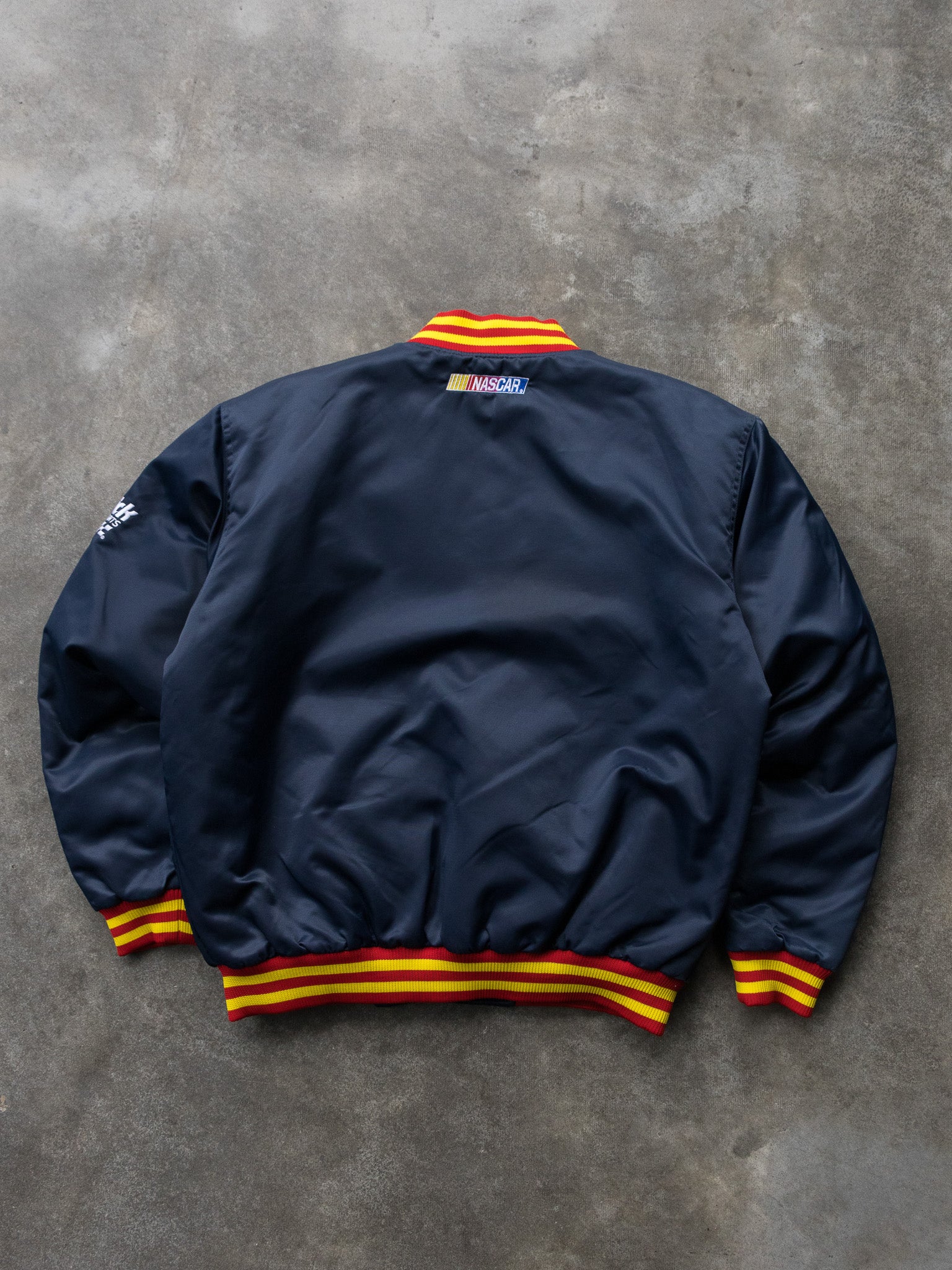 Vintage 90s Navy Jeff Gordon DuPont NASCAR Bomber Jacket (L)