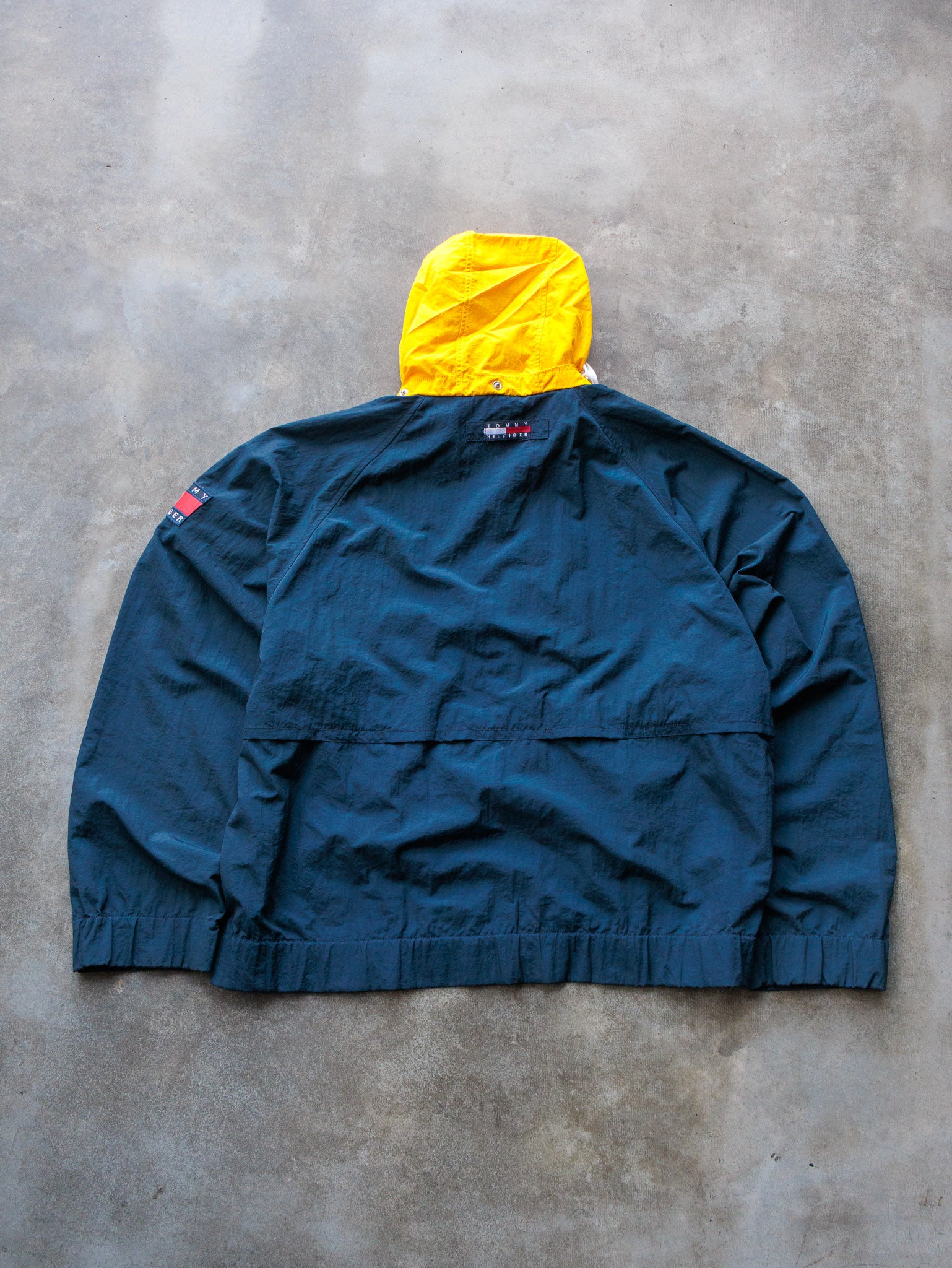 Vintage 90s Navy & Yellow Tommy Hilfiger Sailing Jacket (XL)