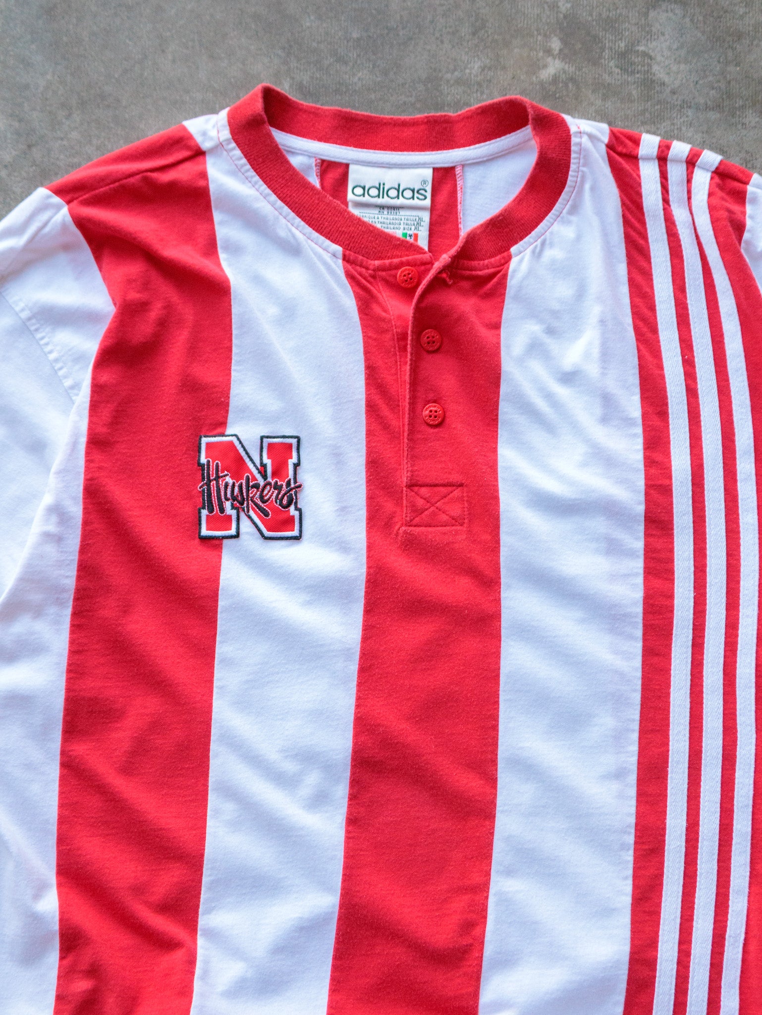Vintage 90s Red & White Adidas Nebraska Huskers Shirt (XL)