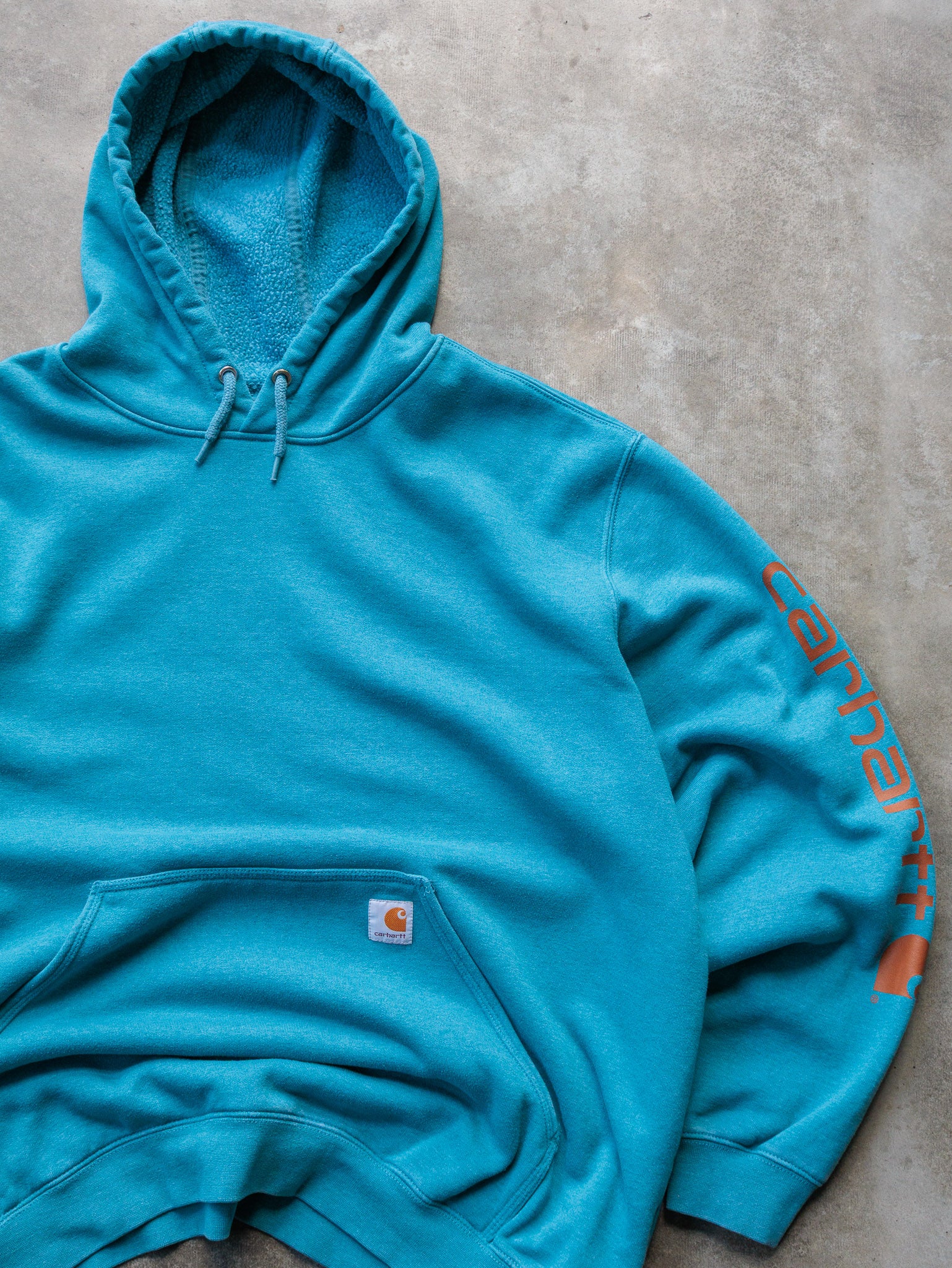 Vintage Blue Carhartt Hoodie (2XL)