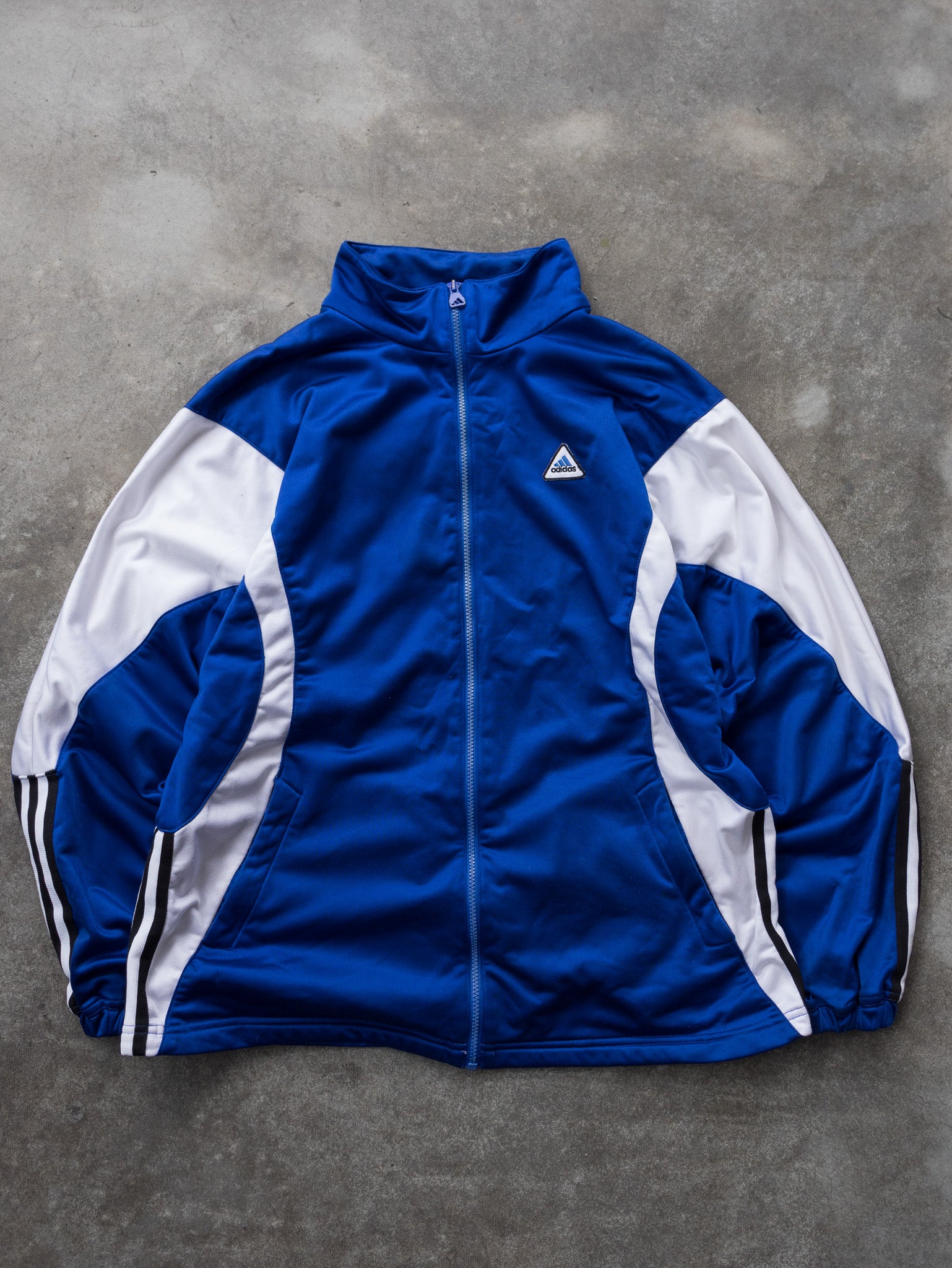 Vintage '90s Adidas Blue/White Track Jacket (XL)