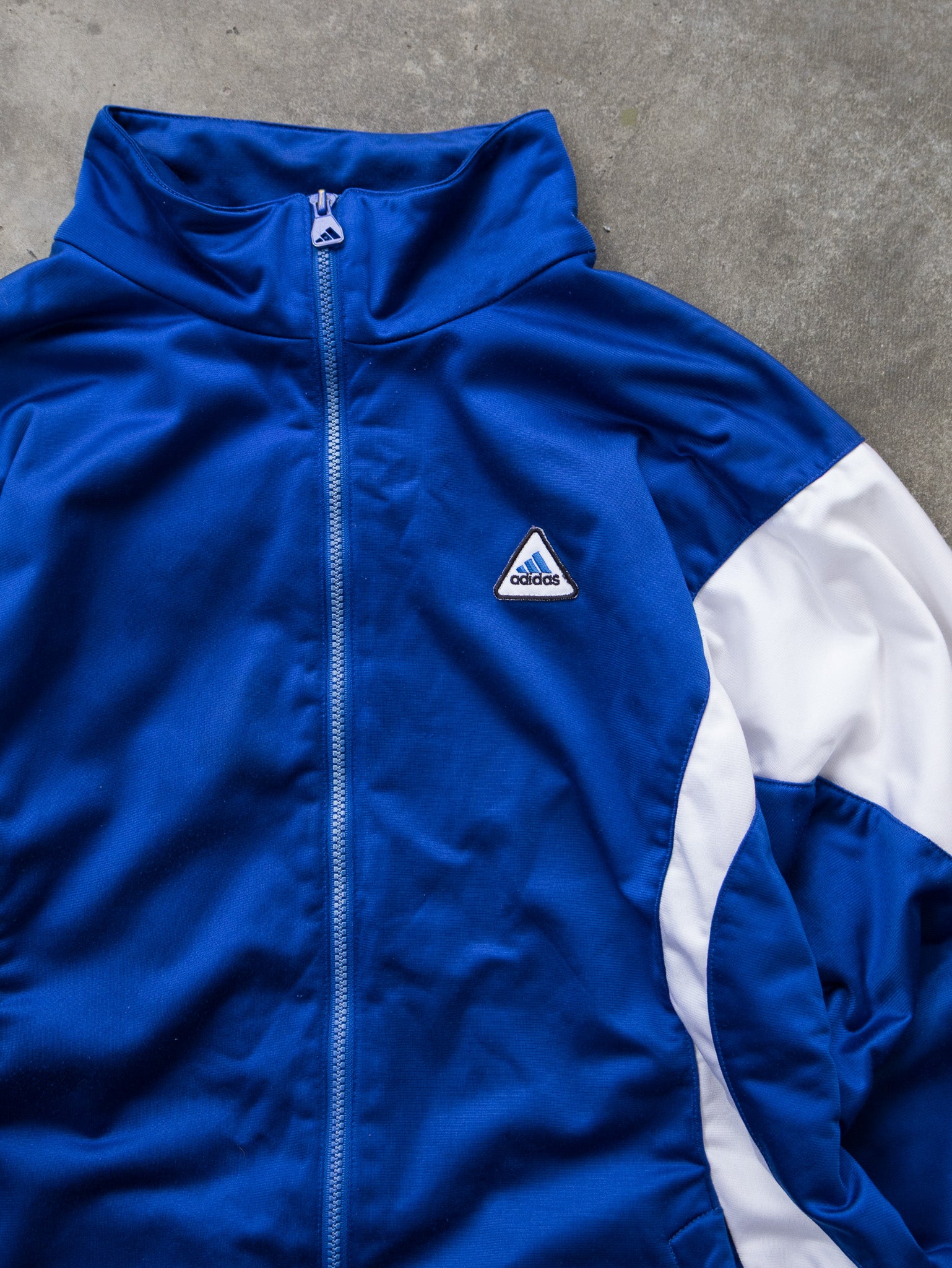 Vintage '90s Adidas Blue/White Track Jacket (XL)