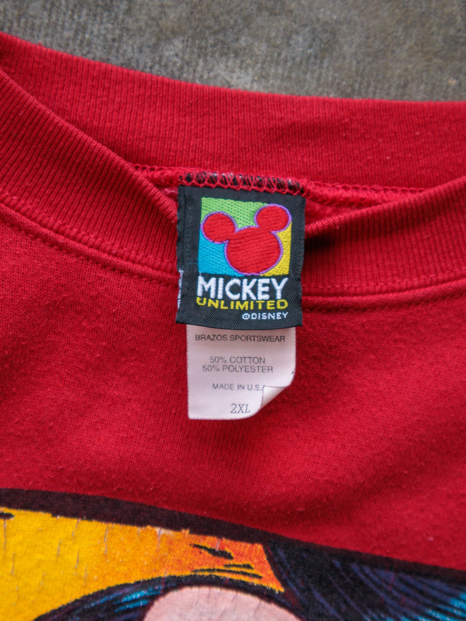Vintage 90s Red Mickey Mouse Sweatshirt (2XL)
