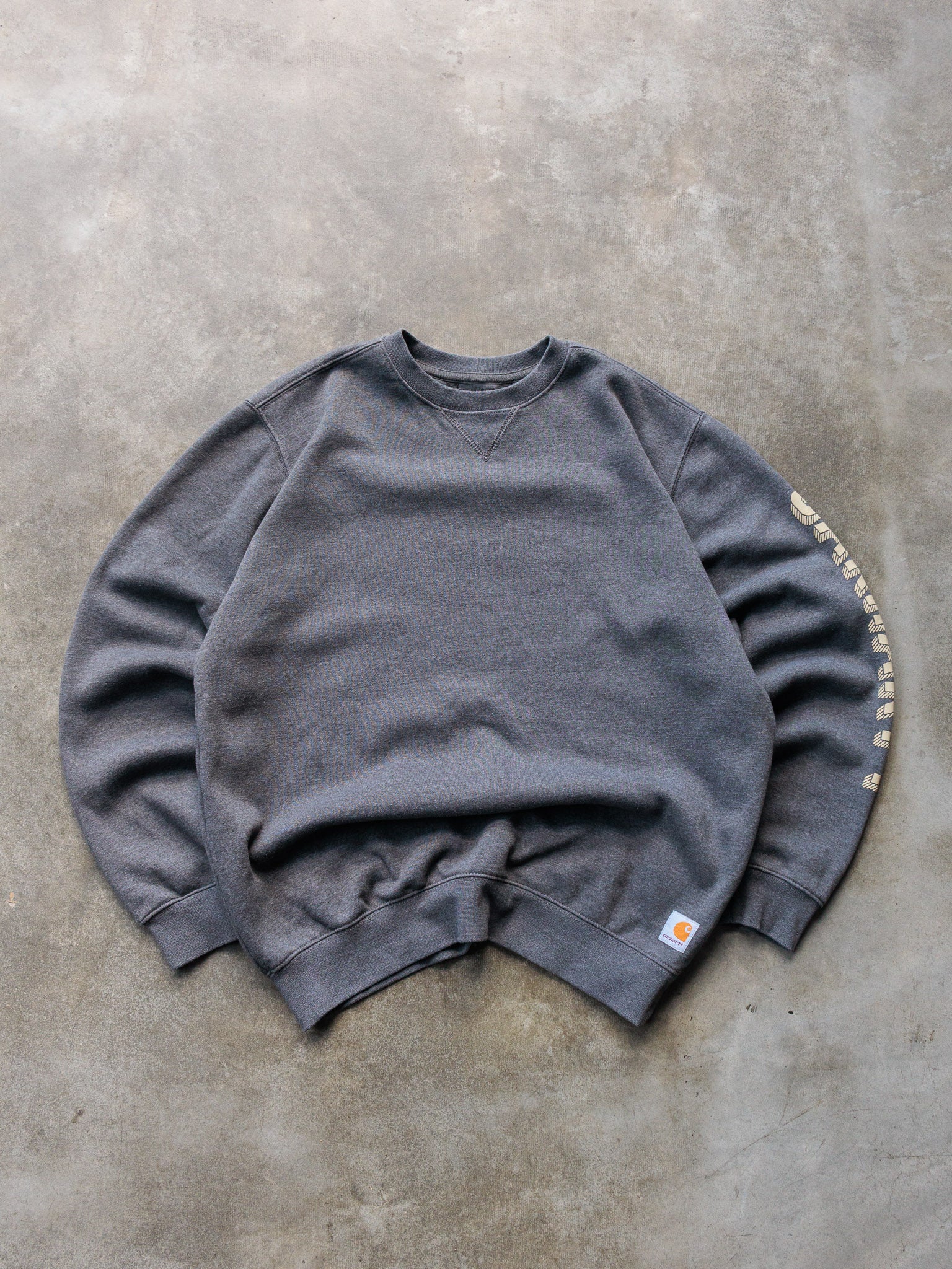 Vintage Grey Carhartt Sleeve Spell Out Sweatshirt (M)