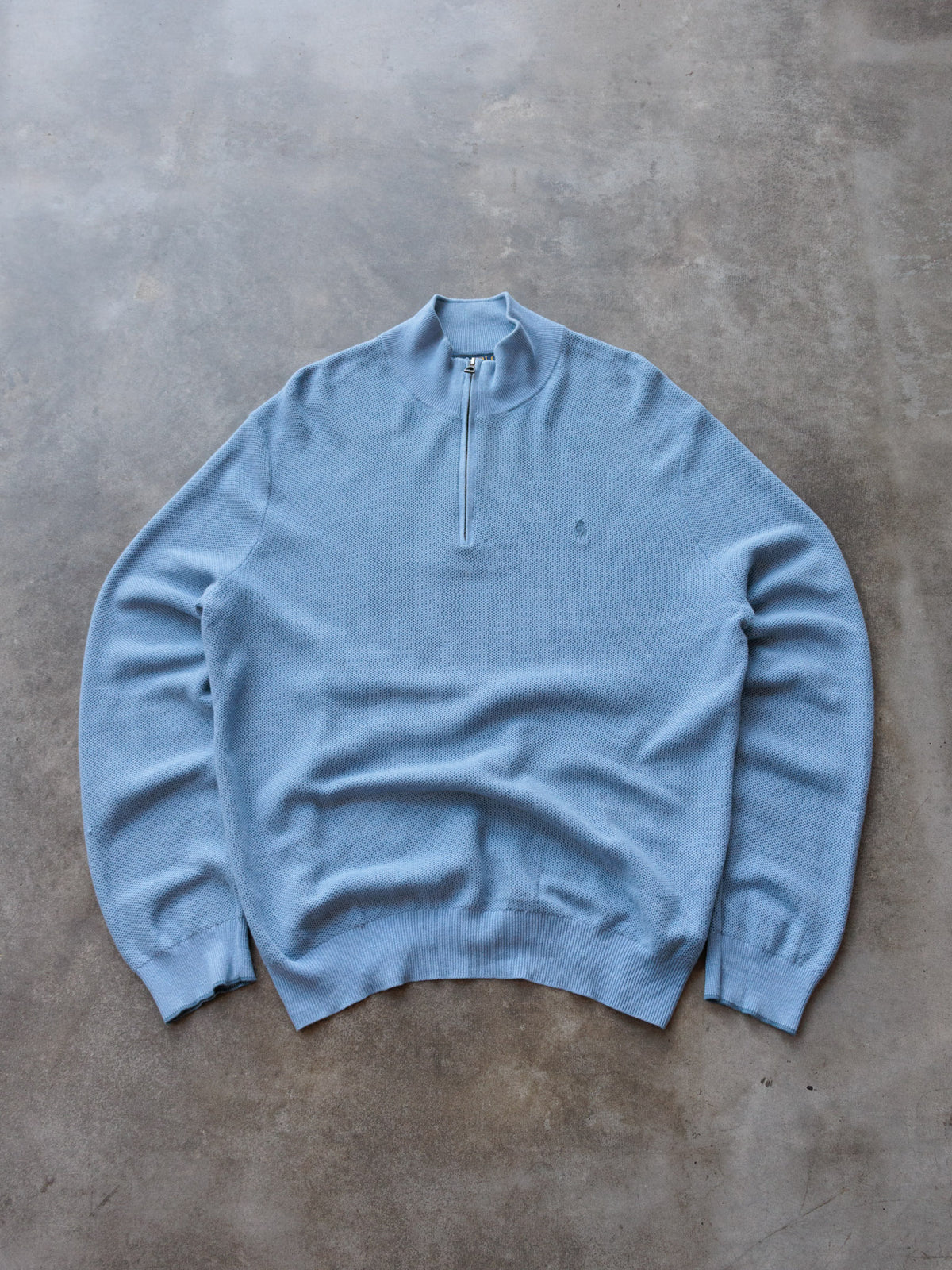 Vintage Blue Polo Ralph Lauren Knit Quarter Zip (L)