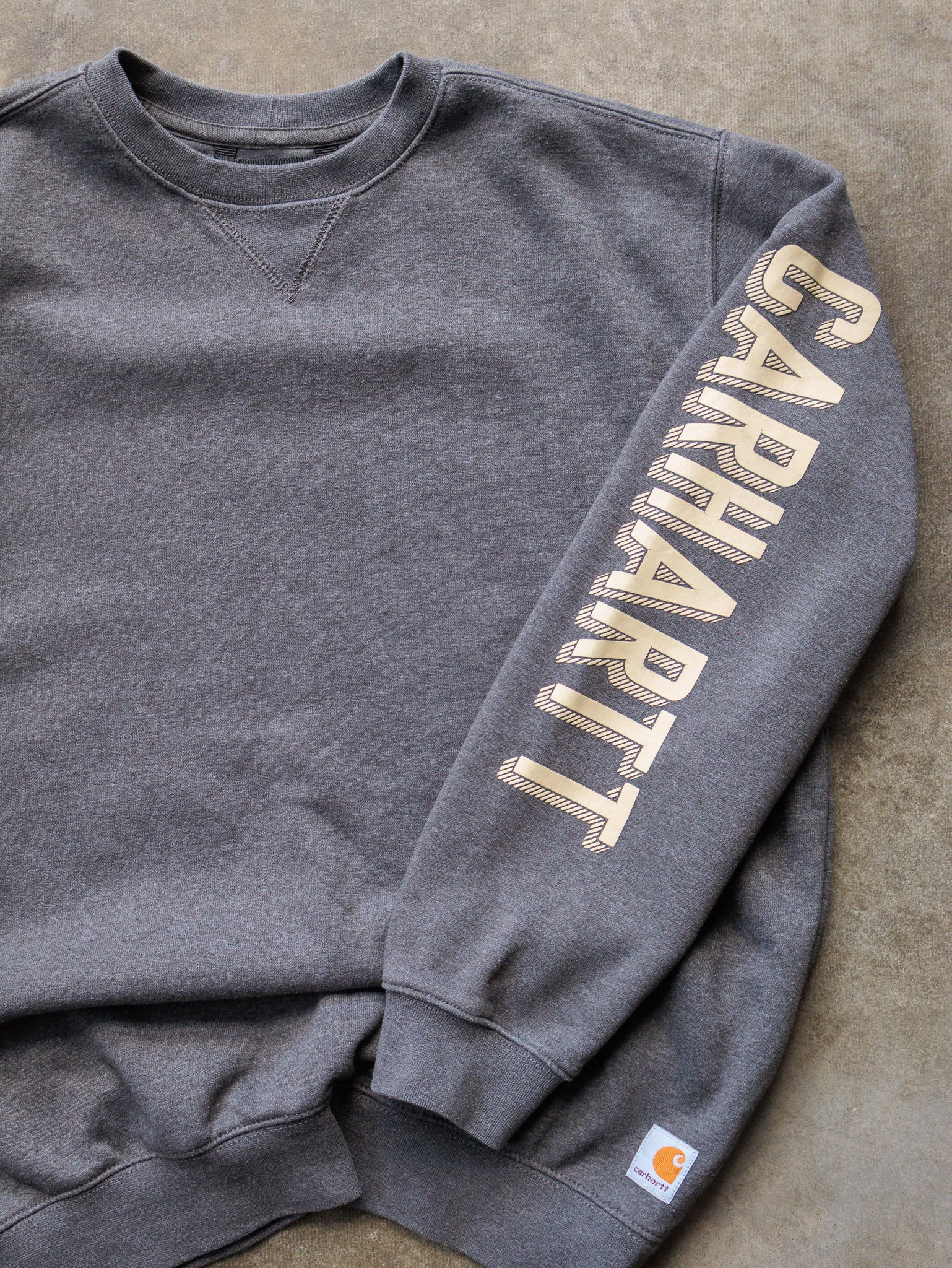 Vintage Grey Carhartt Sleeve Spell Out Sweatshirt (M)