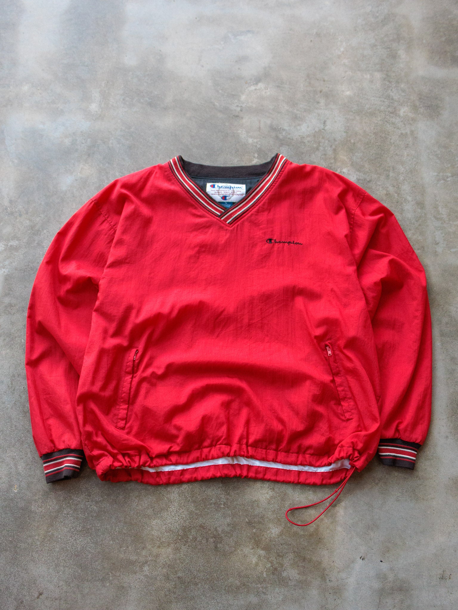 Vintage 90s Red Champion V-Neck Windbreaker (XL)