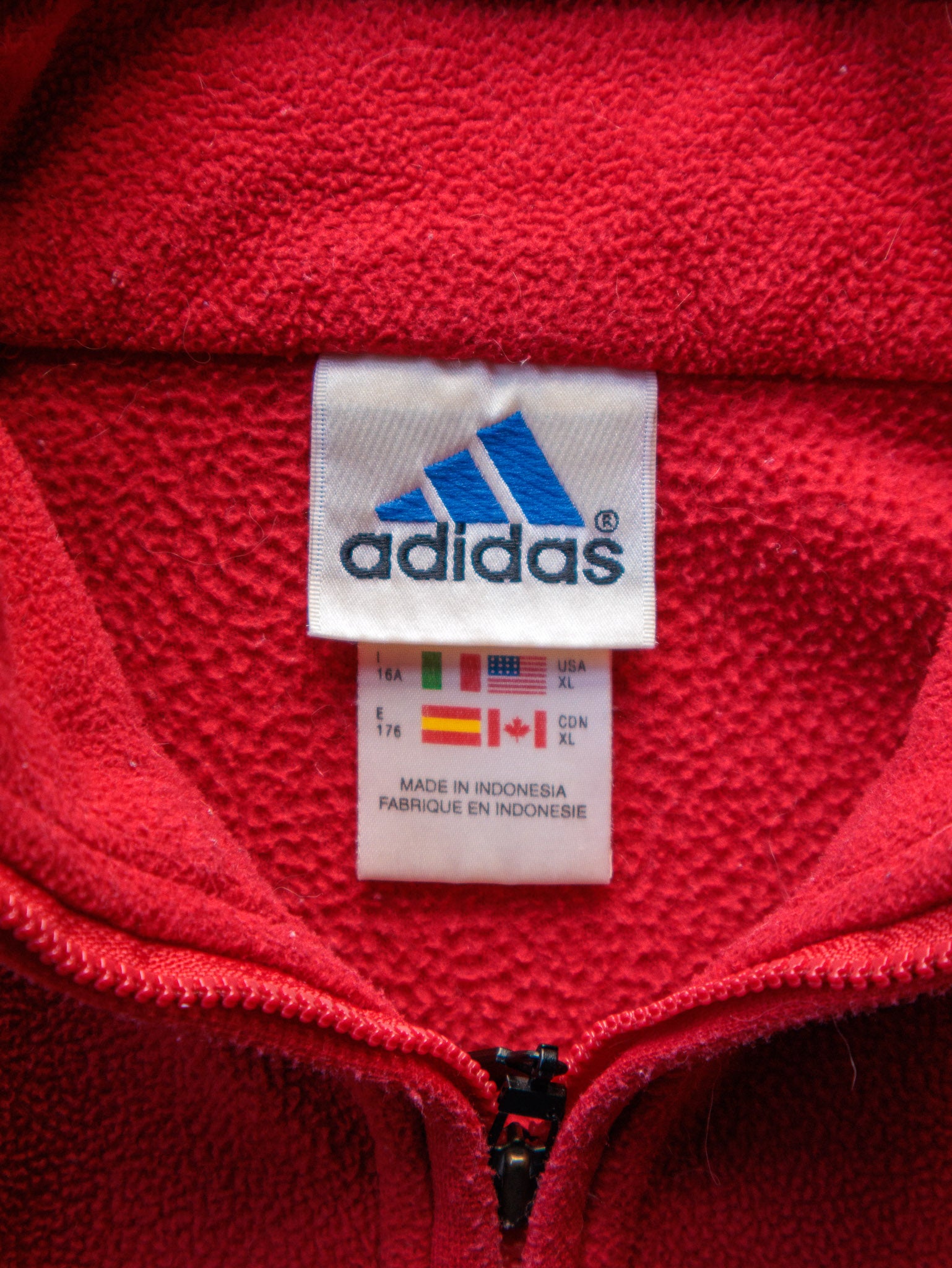 Vintage 00s Red Adidas Quarter Zip Fleece Sweatshirt (XL)