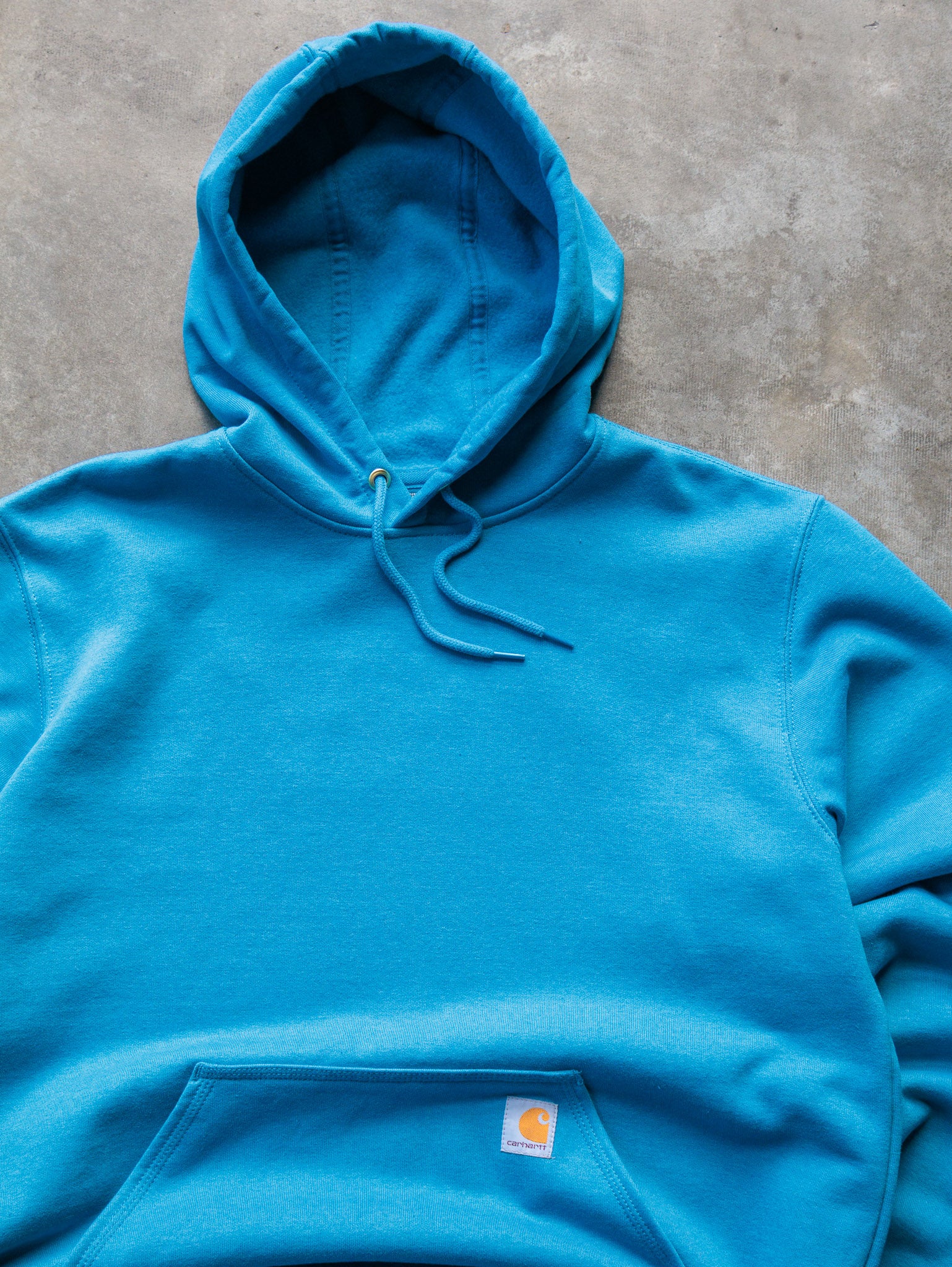 Vintage Blue Carhartt Sleeve Spell Out Hoodie (L)