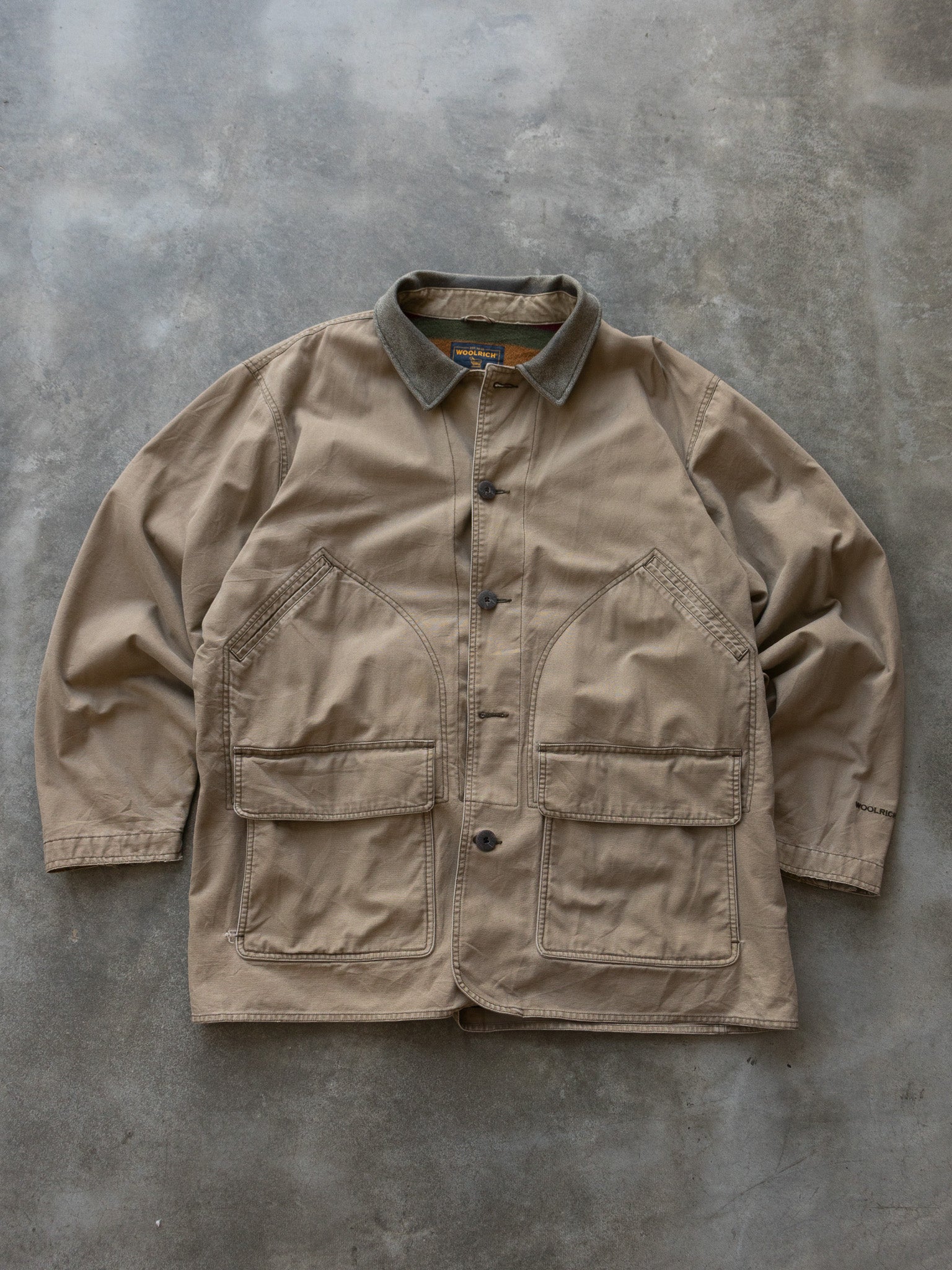 Vintage 90s Dark Wheat Woolrich Fleece Lined Jacket (XL)