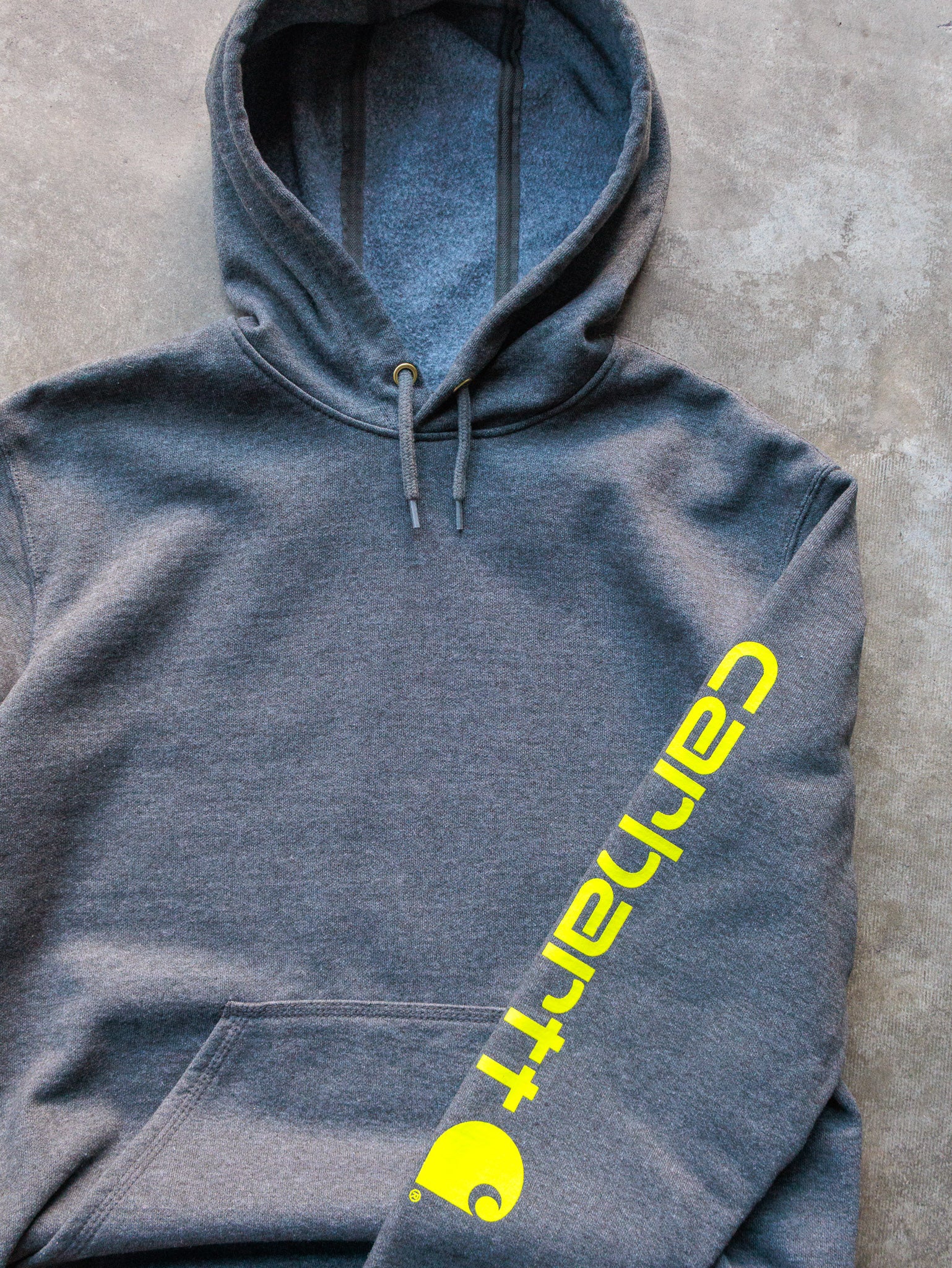 Vintage Grey Carhartt Sleeve Spell Out Hoodie (S)