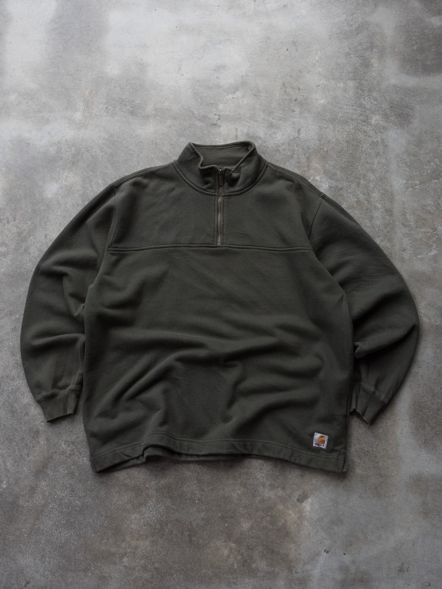 Vintage 00s Forest Green Carhartt 1/4 Zip Sweatshirt (XL)