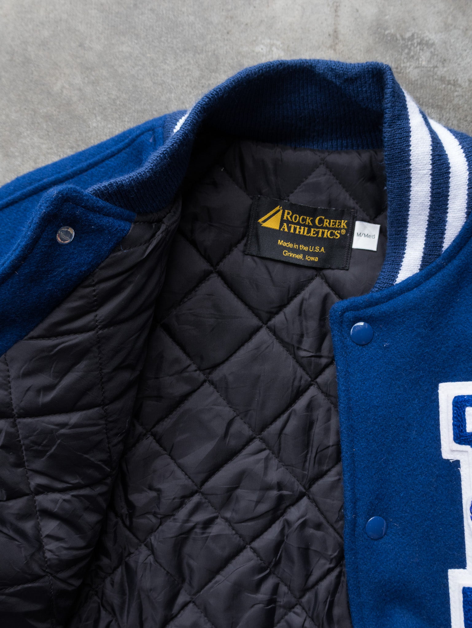 Vintage 90s Blue Rock Creek Athletics Varsity Wool Jacket (M)