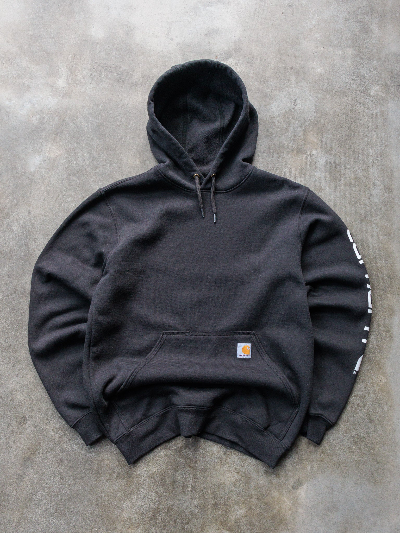 Vintage Black Carhartt Sleeve Spell Out Hoodie (S)