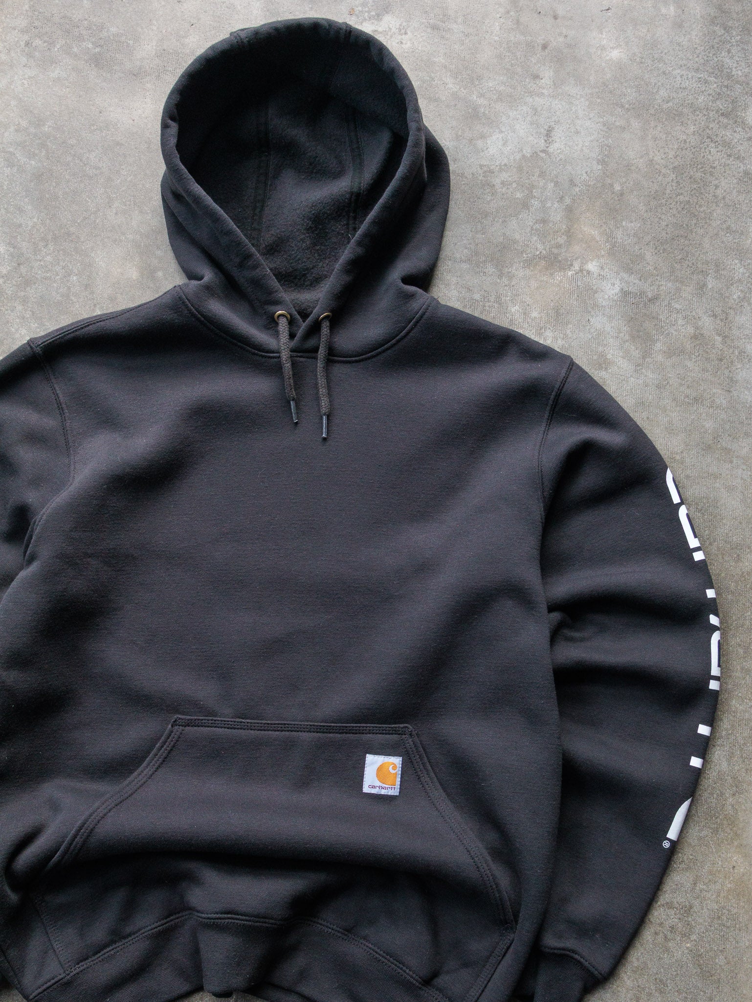 Vintage Black Carhartt Sleeve Spell Out Hoodie (S)