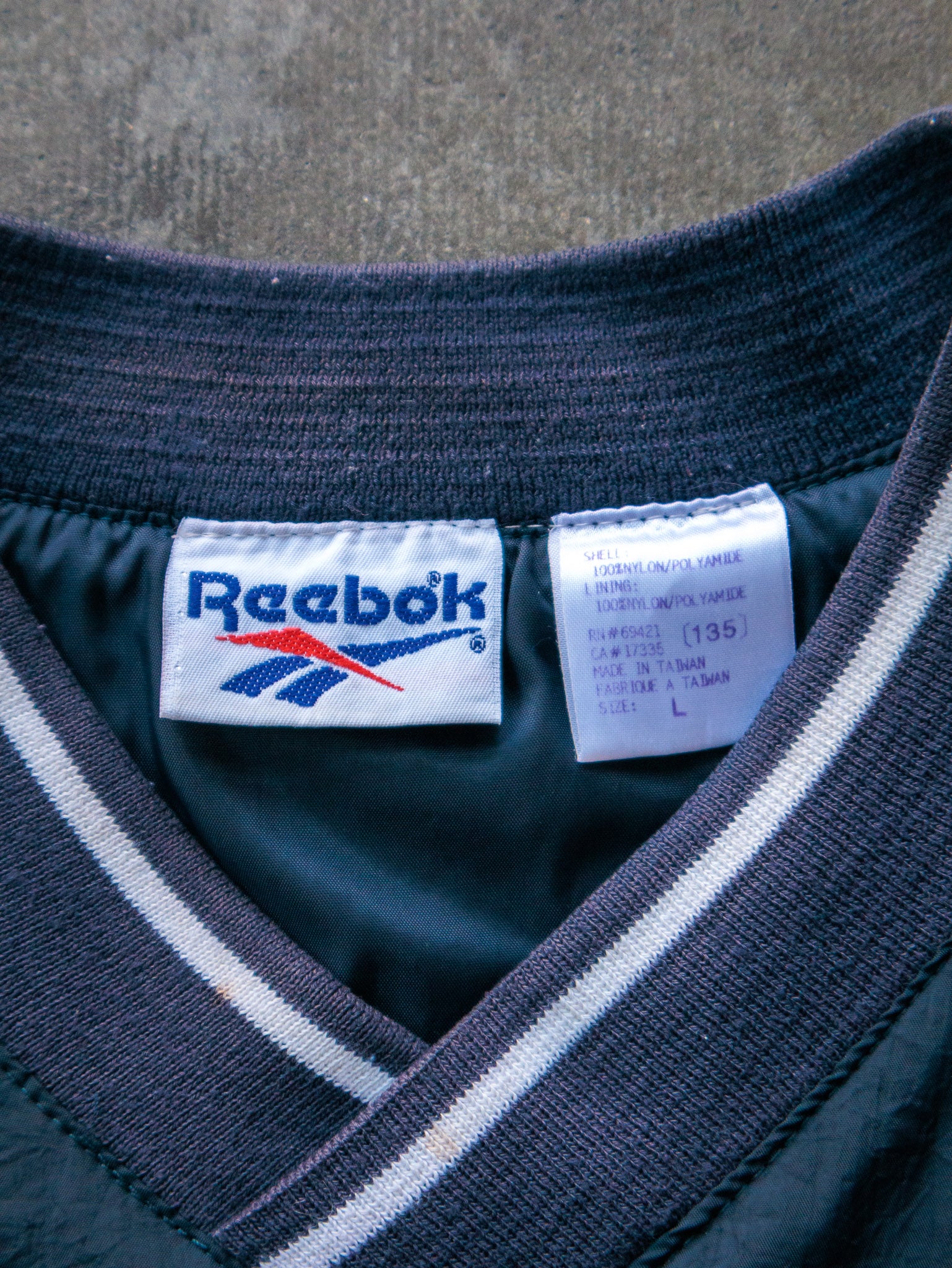 Vintage 90s Navy Reebok V-Neck Jacket (L)